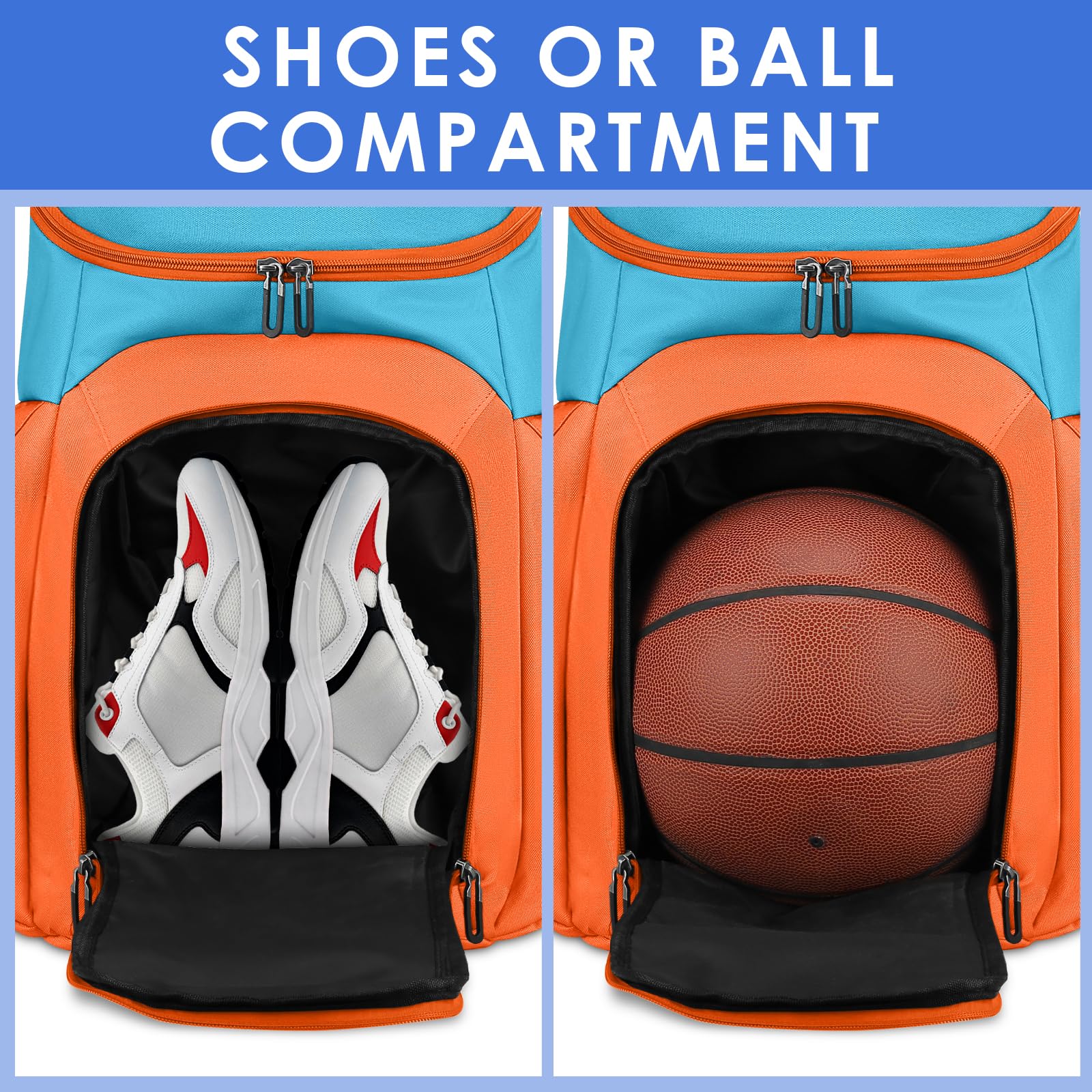 BROTOU Basketball Backpack with Ball Compartment - Custom Football & Soccer Backpack for Rugby, Volleyball, Baseball - Large Capacity Sports Equipment Bag for Men & Women - Perfect for Gym, Training, Travel & Outdoor Activities