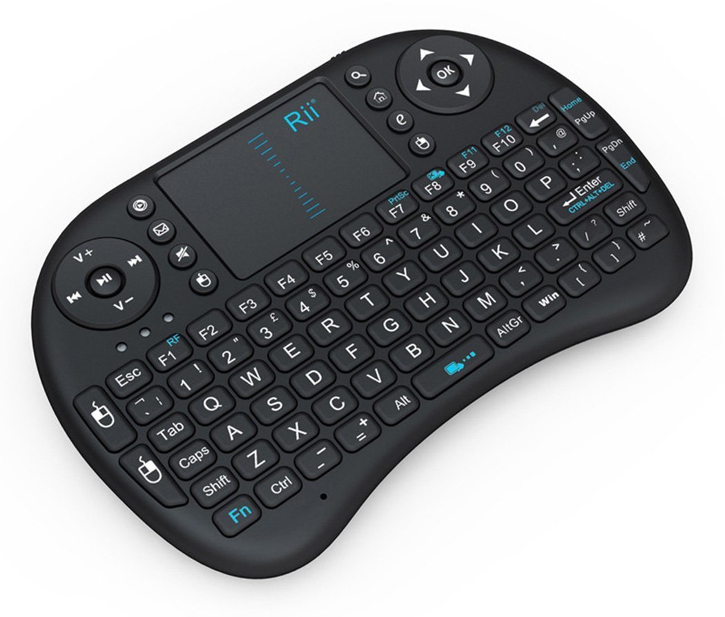 Rii I8 Mini 2.4Ghz Wireless Touchpad Keyboard with Built-in Mouse - Compatible with PC, Tablet, Xbox 360, PS3, Google Android TV Box, HTPC, IPTV (Black) - Perfect for Home Entertainment & Smart TV Control
