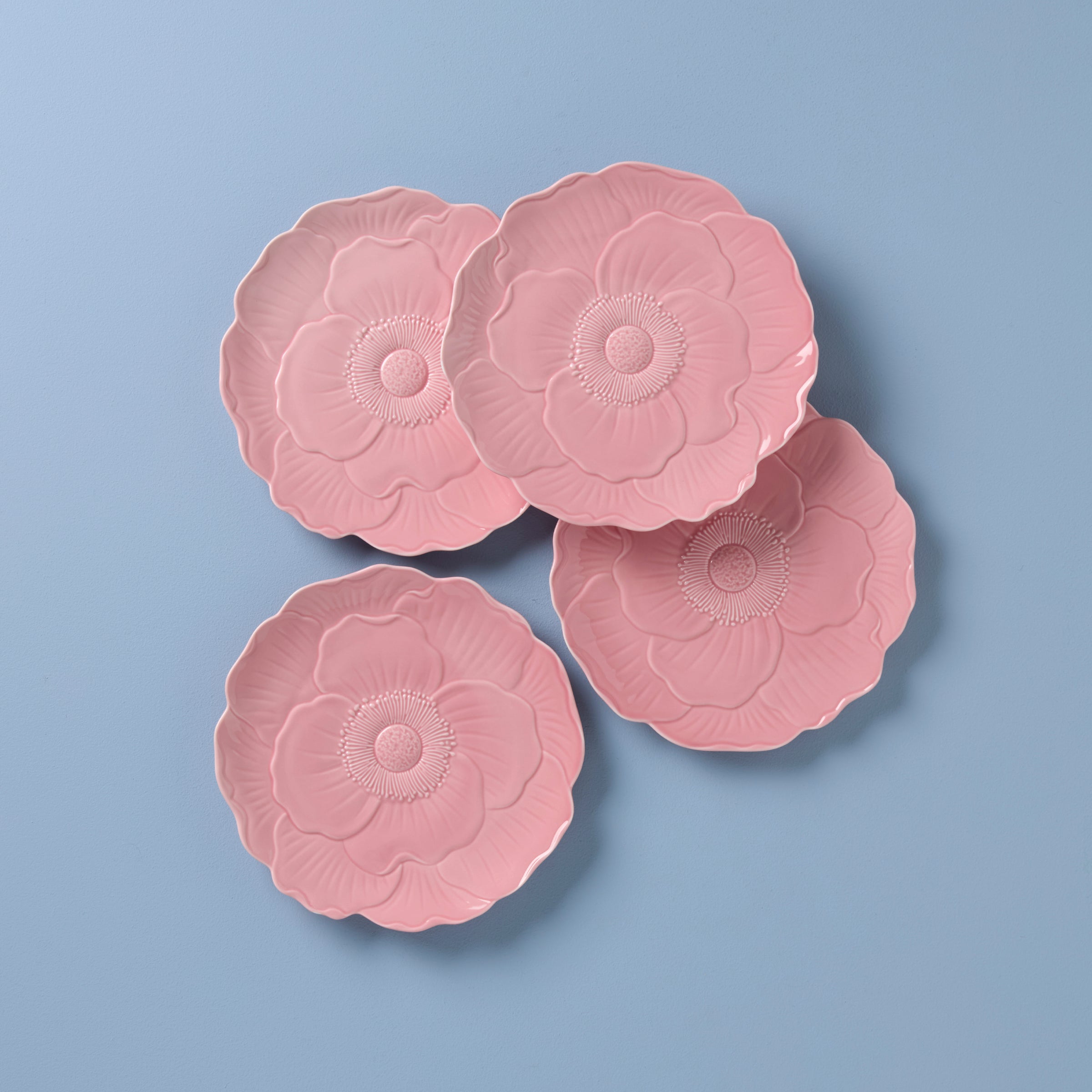 Butterfly Meadow Floral Pink Accent Plates Set of 4 - Elegant Dinnerware for Spring Parties, Bridal Showers & Home Decor