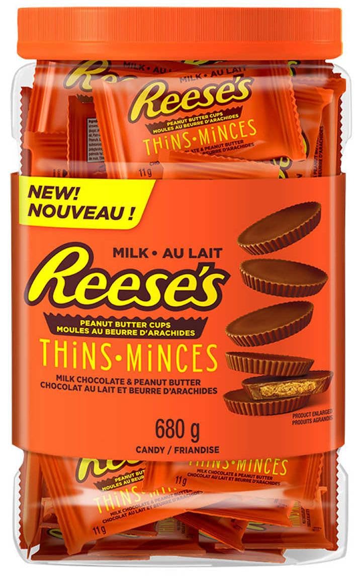 Reese's Thins Peanut Butter Cups Milk Chocolate - 24 oz (680g) Bulk Pack | Imported from Canada | Perfect for Snacking, Parties & Gift Giving