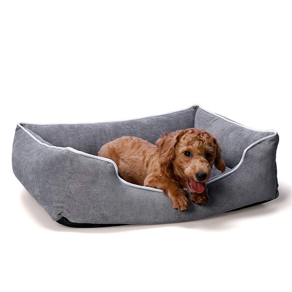 Orthopedic Washable Pet Bed for Dogs & Cats - Breathable Cotton Dog Bed & Cat Bed with Firm Support, Gray, 54×43×18cm - Perfect for Sleeping, Lounging & Joint Pain Relief