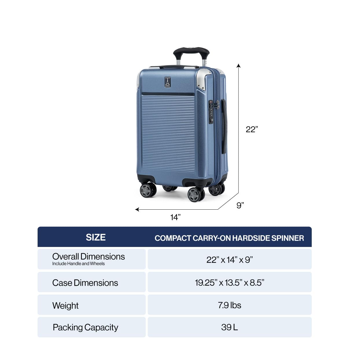 Travelpro Platinum Elite Hardside Expandable Carry on Luggage 20-Inch - 8 Wheel Spinner Suitcase with TSA Lock, Durable Polycarbonate Hard Shell in Vintage Grey - Perfect for Business Travel, Weekend Getaways & Airplane Cabin Use