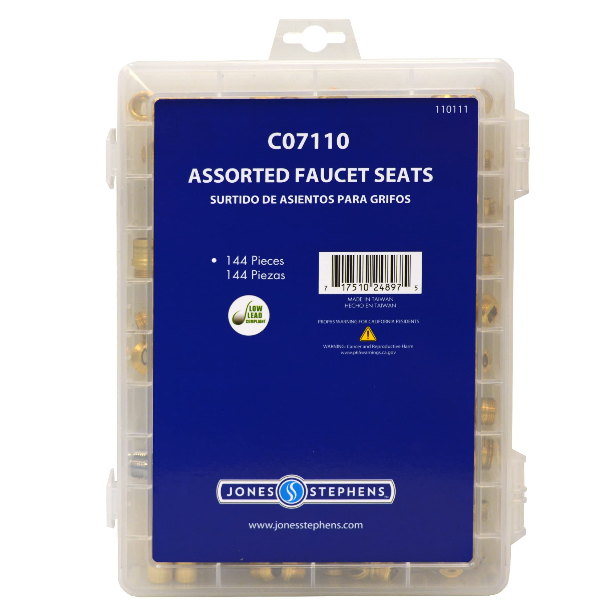 144-Piece Brass Faucet Seat Assortment Kit - Universal Faucet Repair Parts for Kitchen & Bathroom Sink Faucets - Includes Various Sizes for Home Plumbing Maintenance