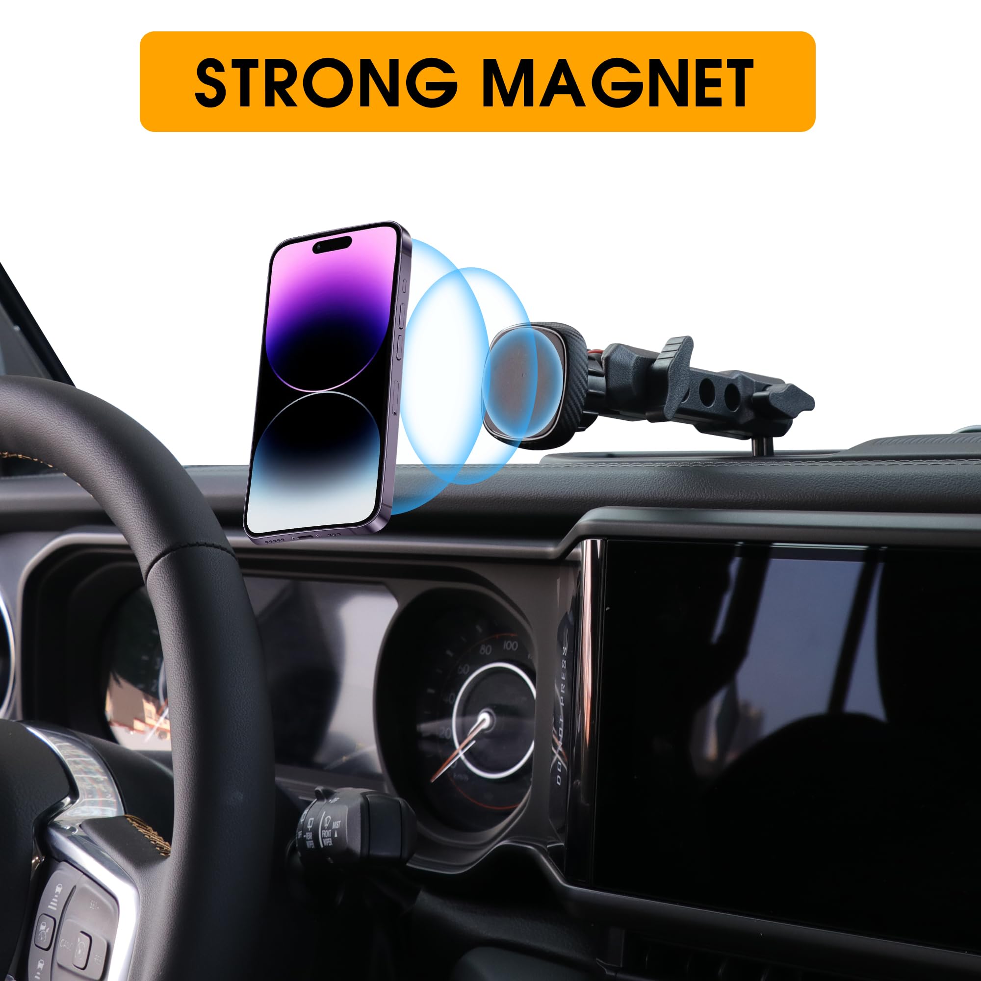 BESTAOO Magnetic Dash Phone Holder for 2024-2025 Jeep Wrangler JL 2/4 Door - 360° Adjustable Car Phone Mount | Compatible with iPhone & Android | Perfect for Off-Roading & Daily Commute