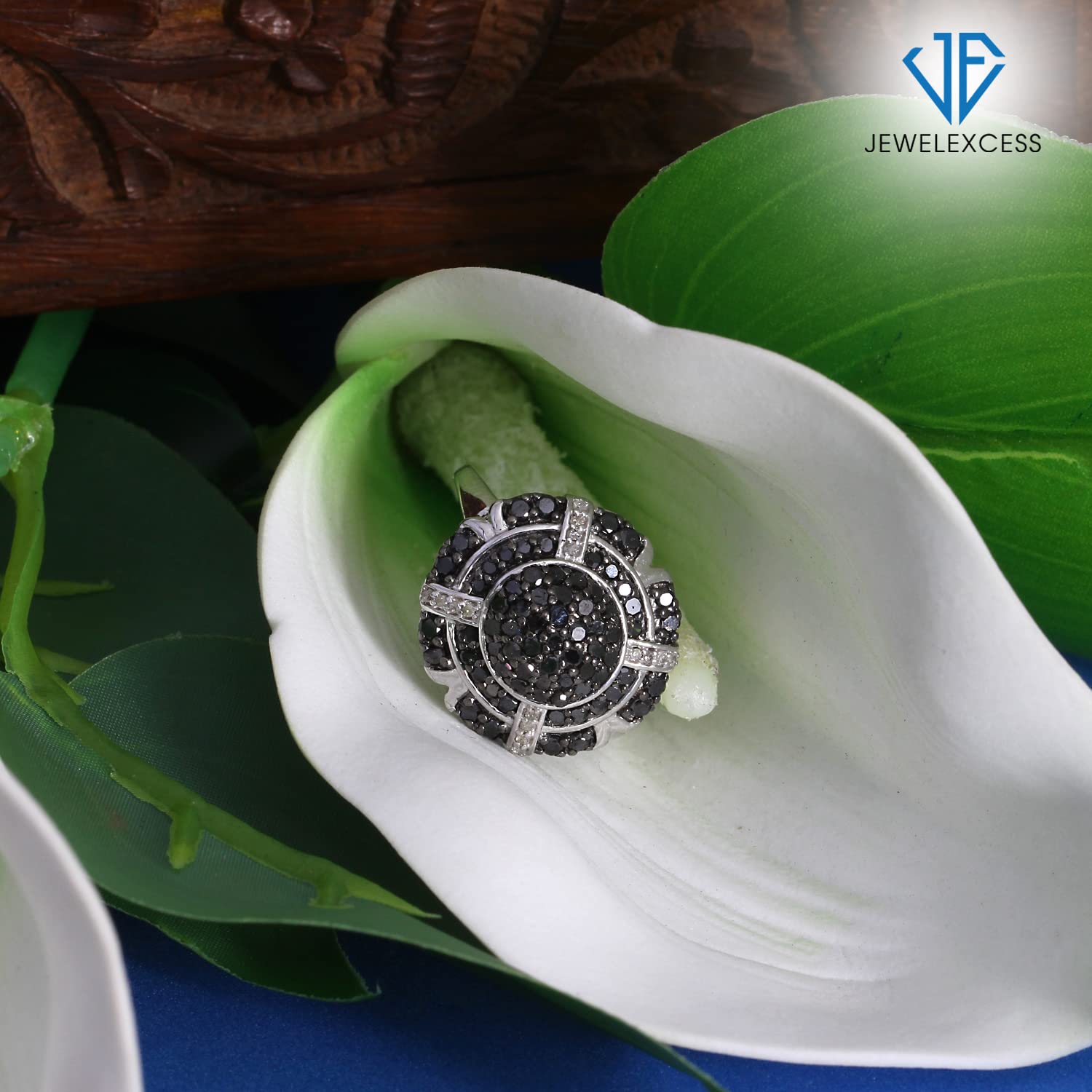 Sterling Silver 1 Carat Black & White Diamond Ring for Women | Elegant Everyday Jewelry for Casual Wear, Date Nights & Special Occasions