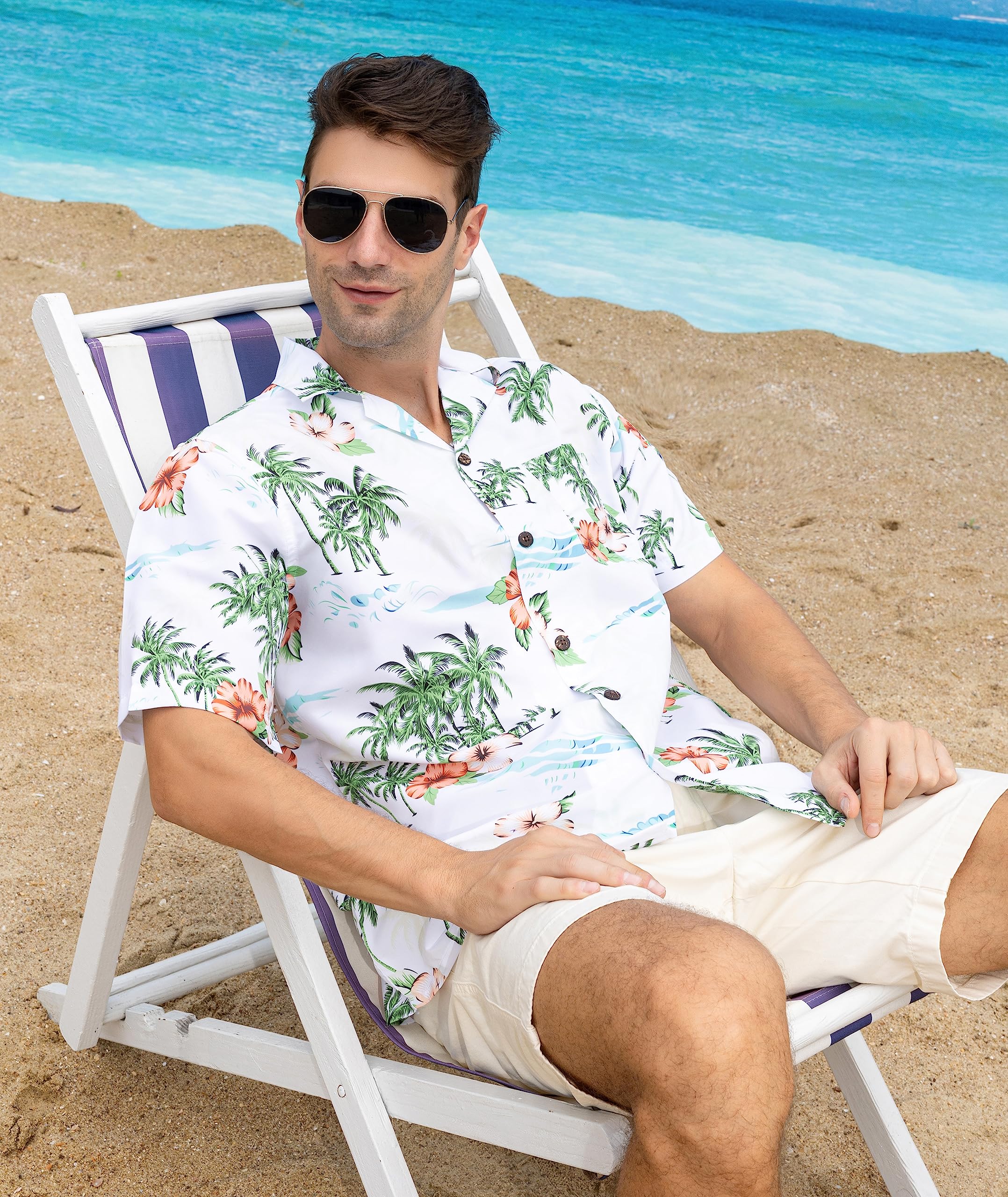 Stylish Rayon Hawaiian Shirts for Men | Breathable Short Sleeve Aloha Shirts with Front Pocket | Perfect for Beach Vacations, Summer Parties & Tropical Getaways