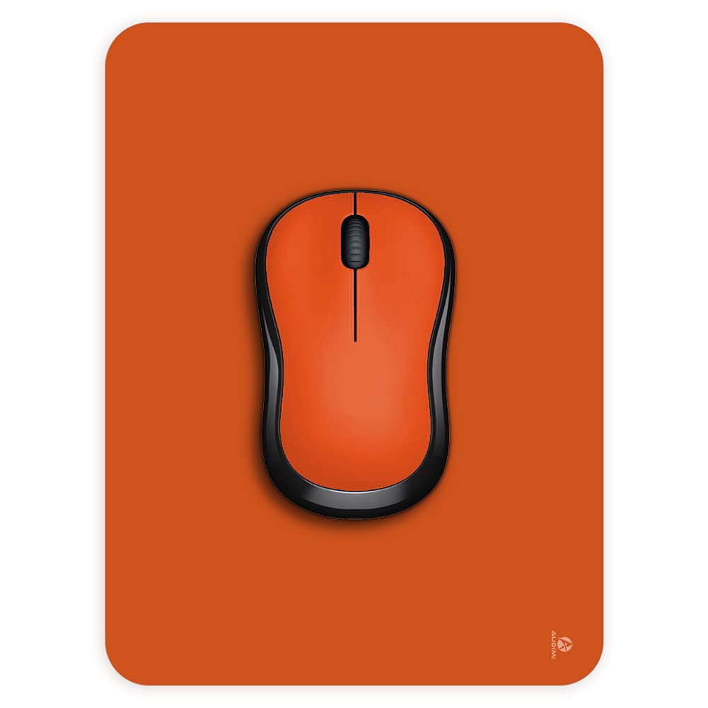 Audimi Small Mouse Pad 6 x 8 Inch - Mini Thick Non-Slip Mouse Mat for Laptop & Wireless Mouse - Portable, Washable Office & Travel Desk Accessory (Orange) - Perfect for Home, Work & Gaming Setup