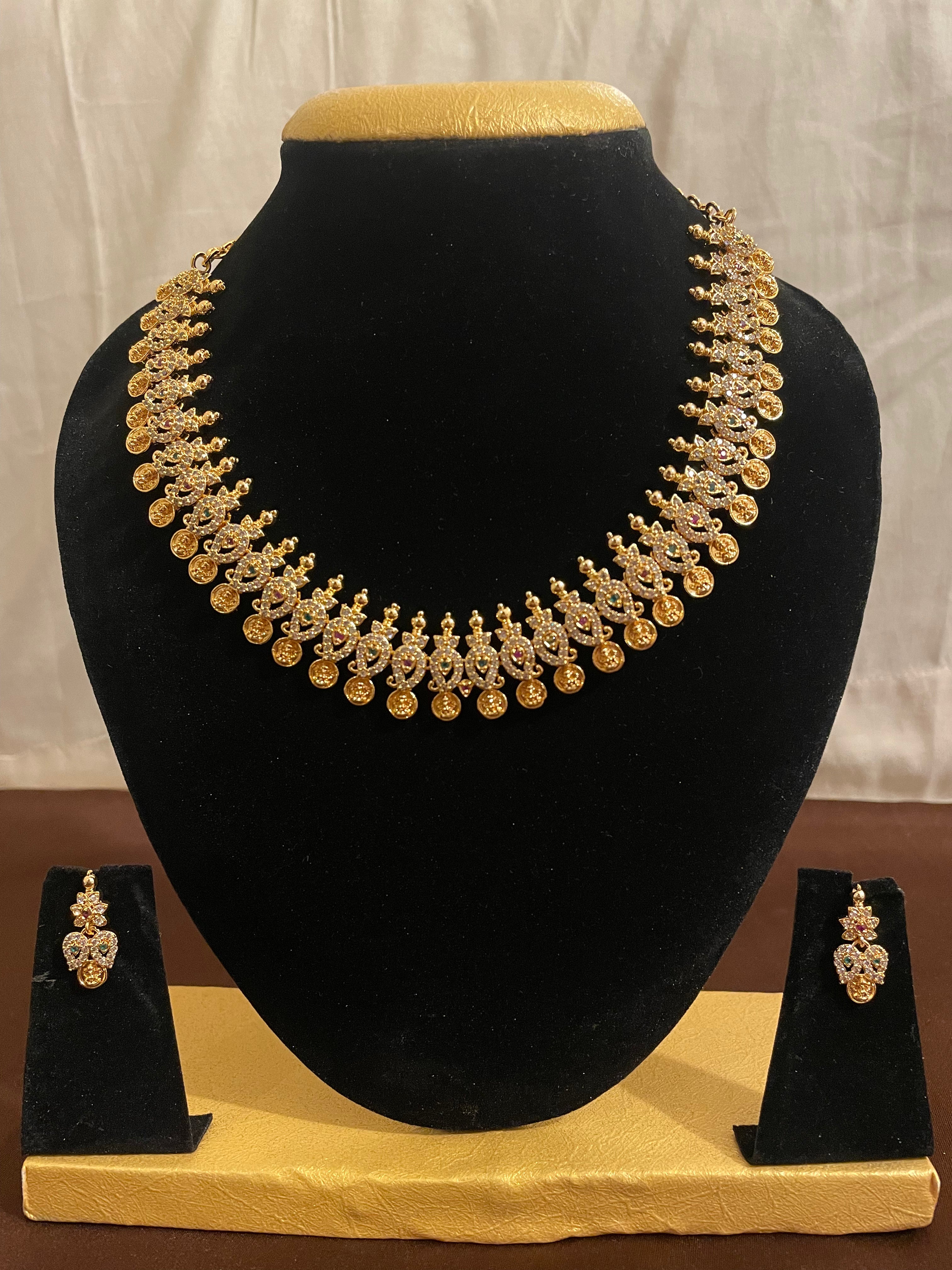 Elegant Gold Plated Necklace and Earrings Set for Women - Perfect for Weddings, Parties & Special Occasions