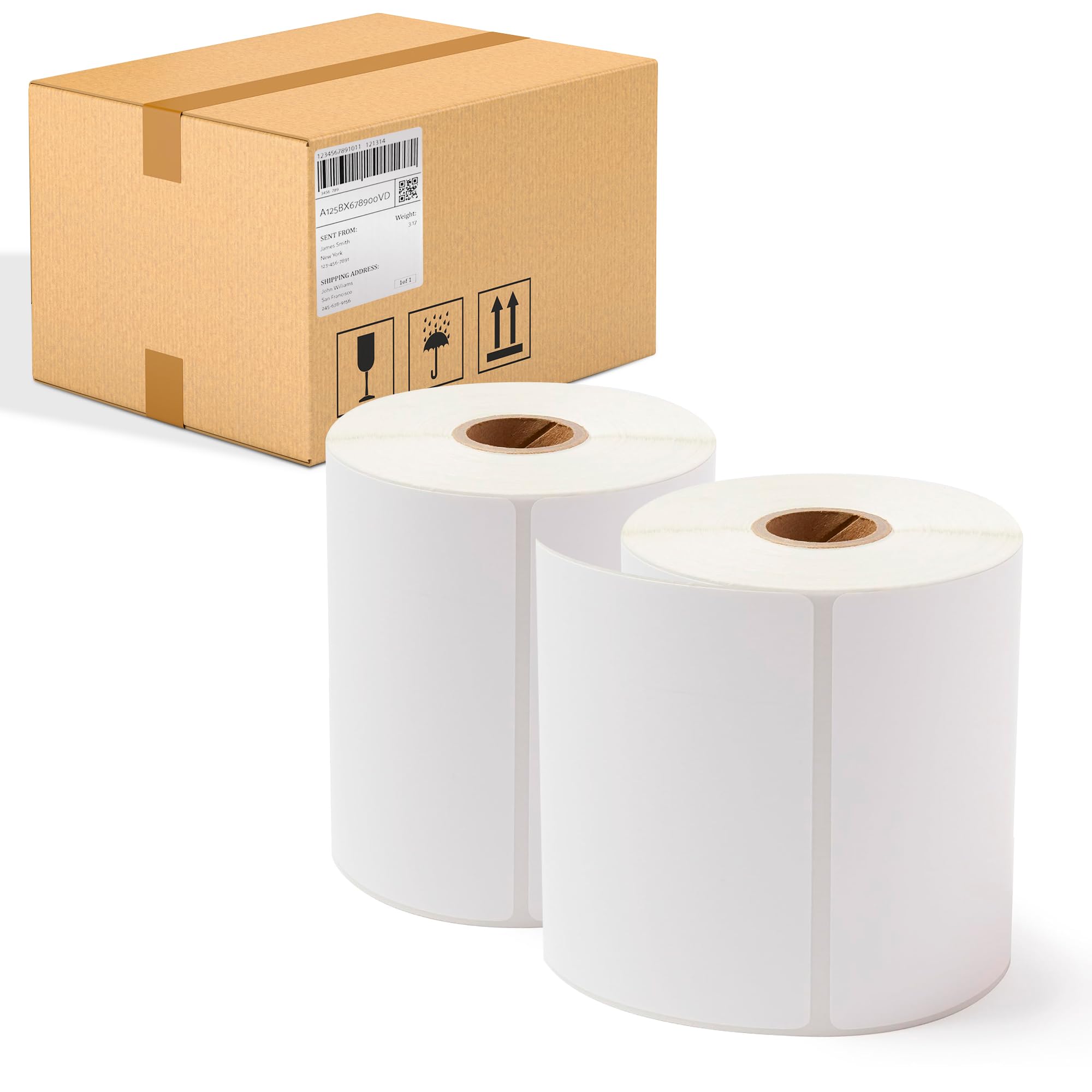 AMZ White Direct Thermal Label Paper, 4 x 6 Inches - 5700 Pack 1 Inch Core Thermal Shipping Labels Rolls - Self-Adhesive Thermal Paper Labels for Shipping, Barcoding & Inventory - Perfect for Ecommerce, Logistics & Warehouse Management