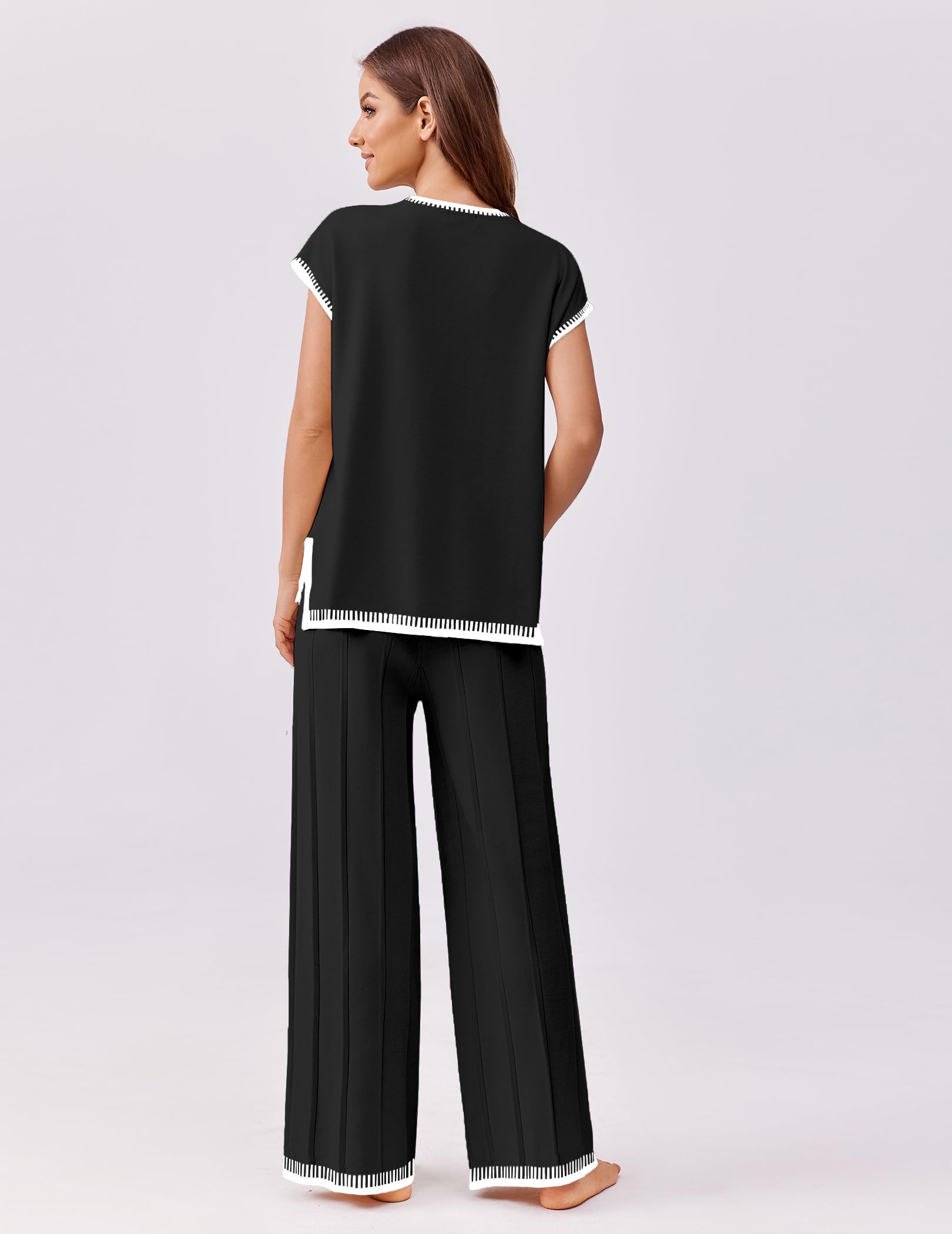 Ekouaer Women's Knit Sweater and Wide Leg Pants Lounge Set - 2 Piece Matching Outfit for Casual Wear, Home Comfort & Street Style Fashion