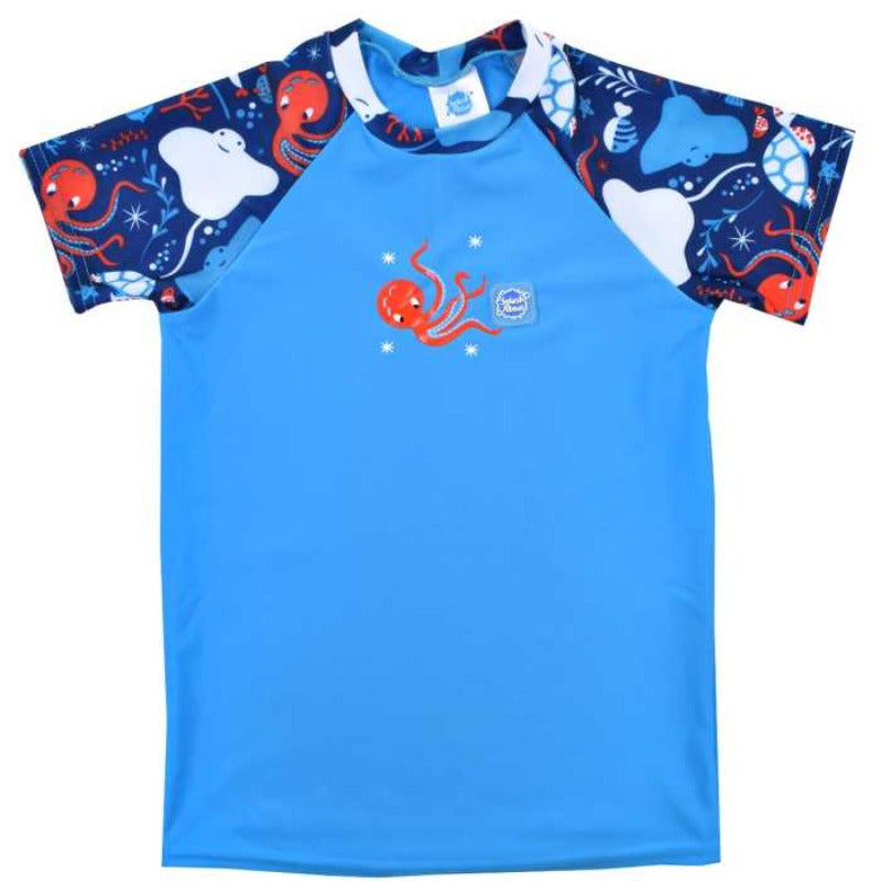 Boys' Rashguard Swim Shirt - UPF 50+ Sun Protection, Quick Dry, Short Sleeve Swim Top for Kids - Perfect for Beach, Pool & Water Sports Activities