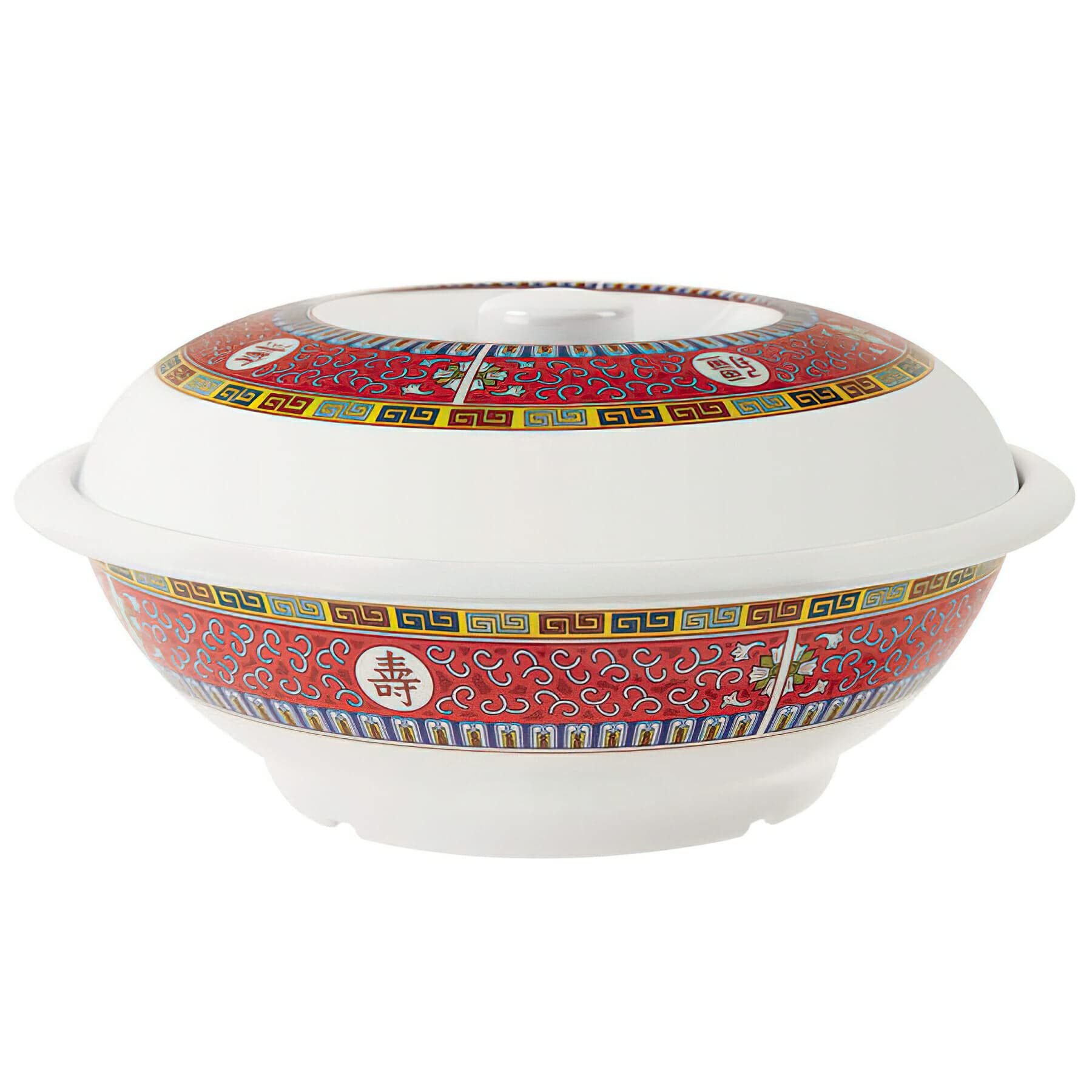 G.E.T. KT-070-L 12-Pack White 94oz Melamine Bowls with Lids - Durable Longevity Collection (11 Inch) - Perfect for Restaurants, Picnics, and Outdoor Dining