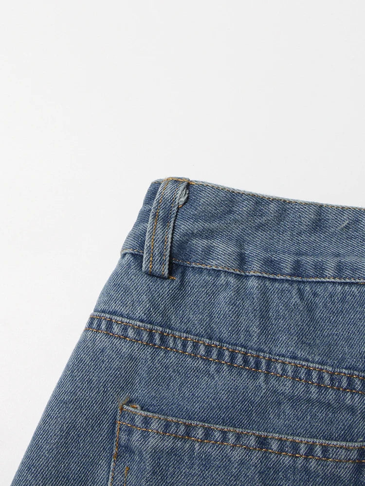 Women's High Waist Asymmetrical Denim Skirt with Pockets - Casual Loose Split Design for Everyday Wear, Street Style & Summer Outfits