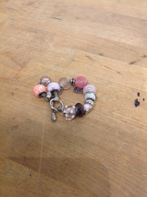 Elegant Silver Bracelet with Pink Stones & Charms - Perfect for Gifts, Parties & Everyday Wear