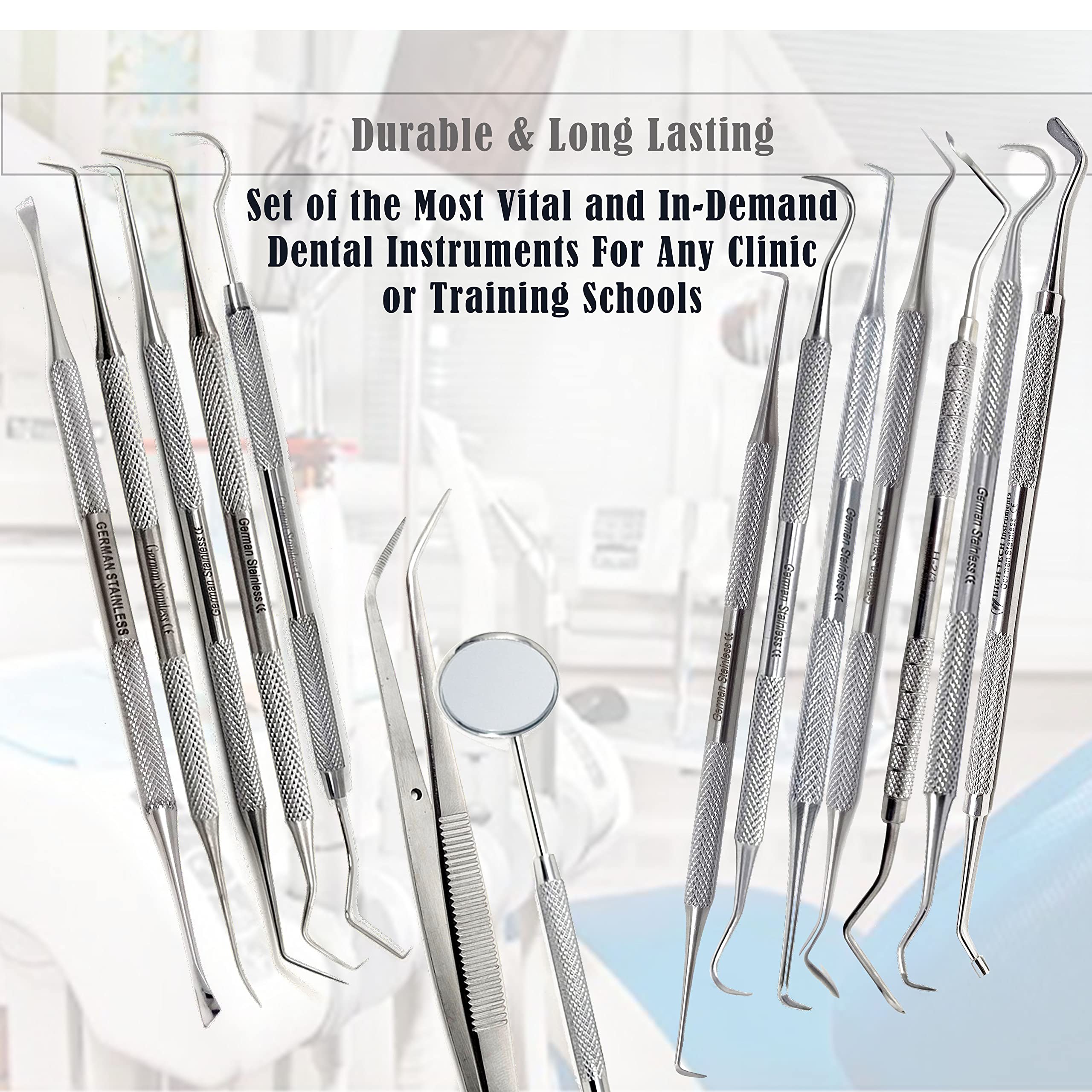 Premium Stainless Steel Dental Probe & Scaler Set - Double Ended Scraper & Explorer Kit for Dentists (20-Piece) - Perfect for Dental Clinics, Oral Exams & Tartar Removal