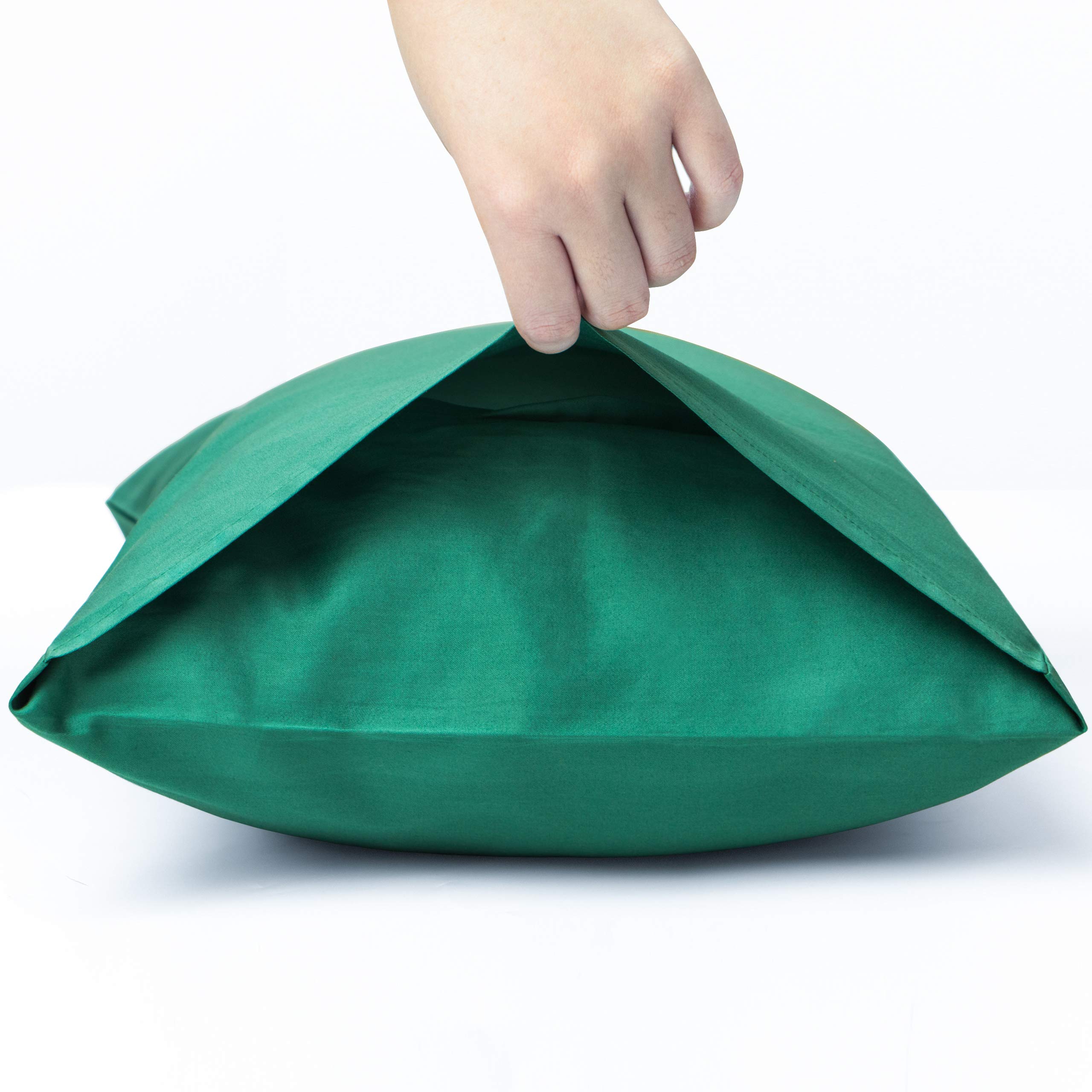 Premium Egyptian Cotton Queen Pillowcase Set of 2 - 500 Thread Count Soft & Breathable Envelope Closure Pillow Covers (20x30 Inches, Dark Green) - Luxury Bedding for Hotels, Guest Rooms & Home Decor