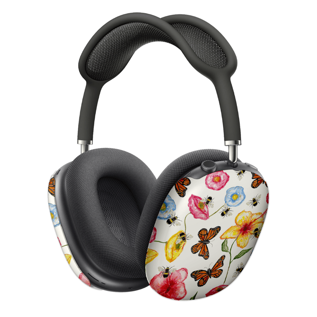 Butterflies & Bees AirPods Max Protective Case - Cute Floral Design Headphone Cover for Travel, Work & Daily Use