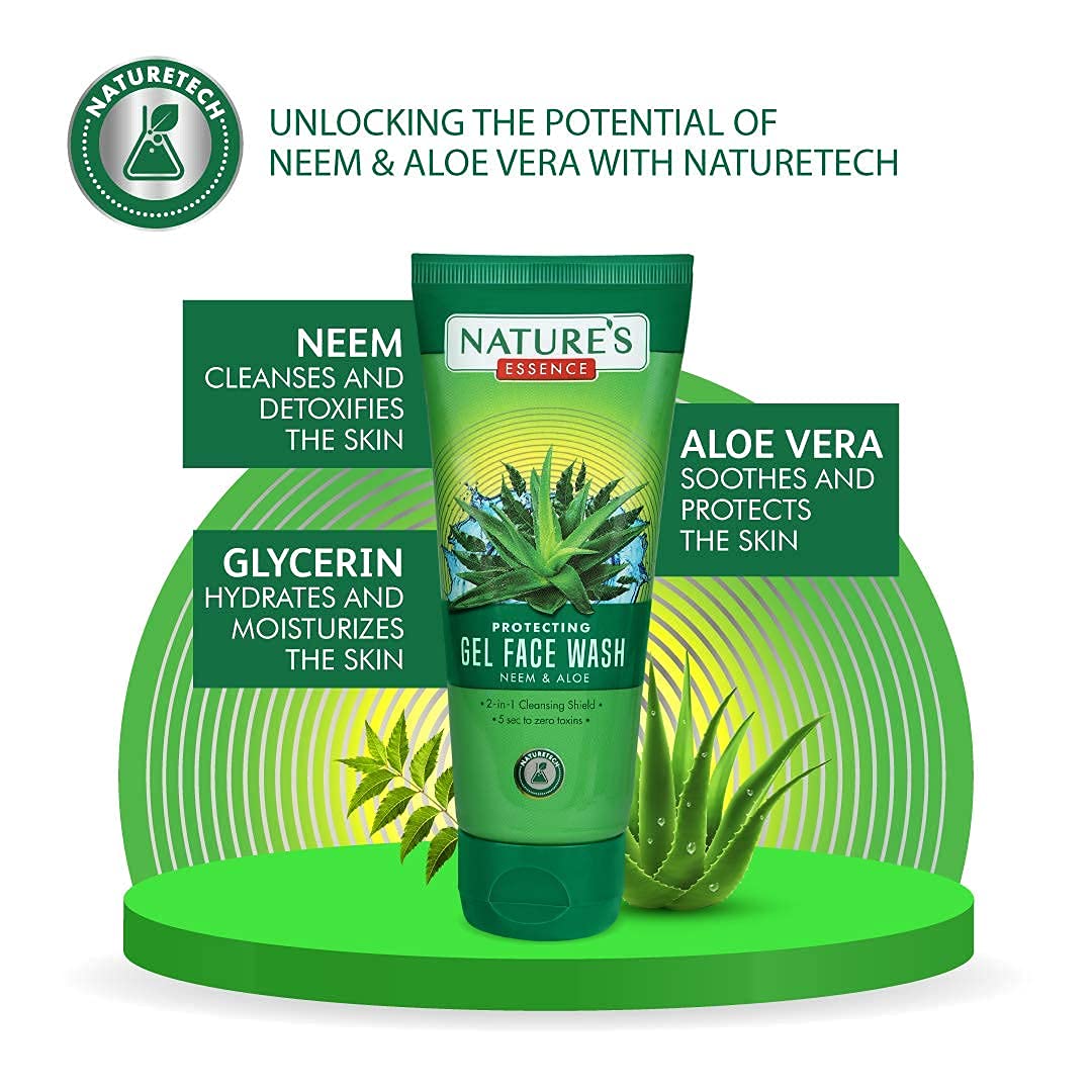 Organic Neem & Aloe Vera Face Wash for Acne & Oily Skin - 60ml | Natural Cleanser for Clear & Glowing Skin | Perfect for Daily Skincare Routine & Travel