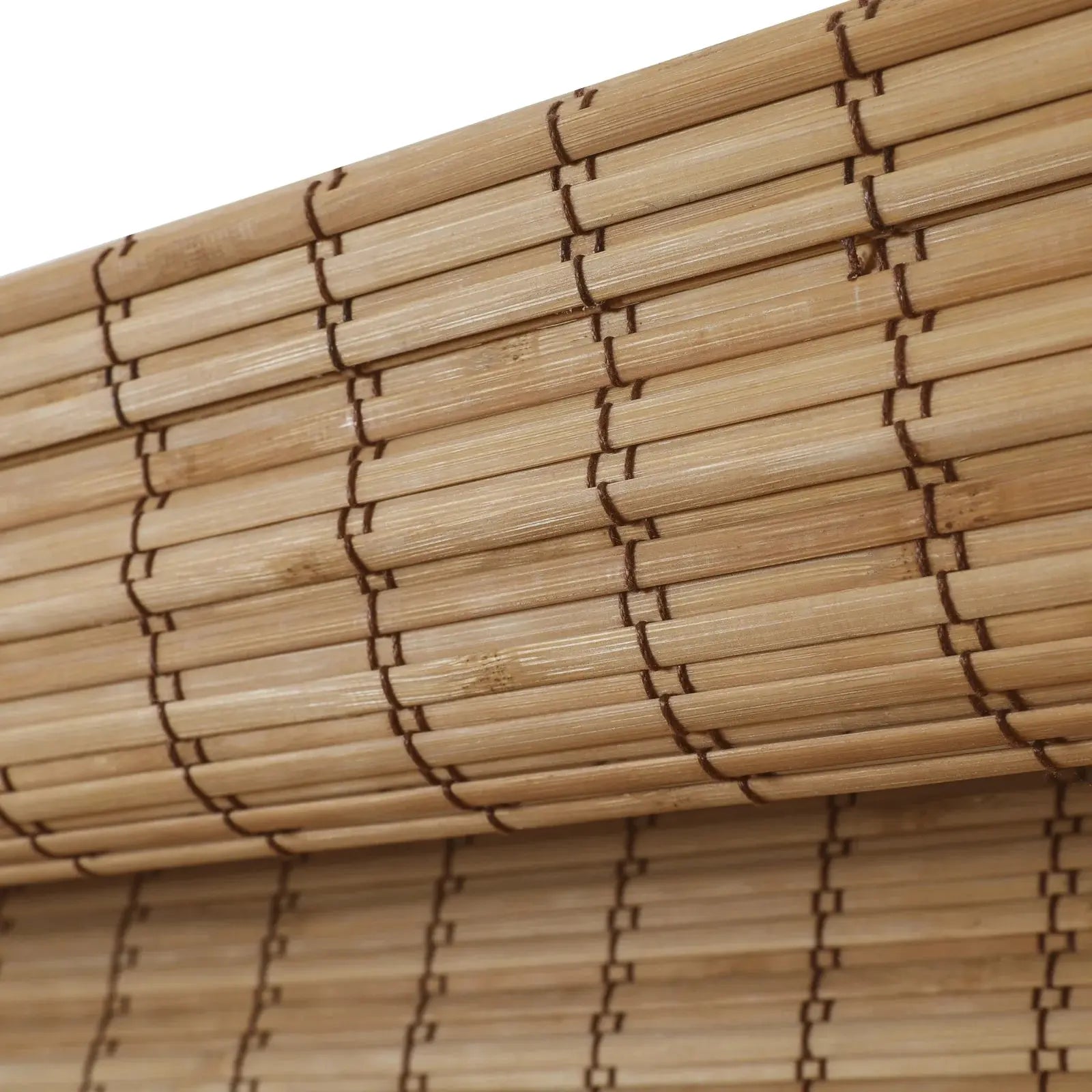 Sybil Bamboo Roman Shade in Flax - Natural Eco-Friendly Window Treatment for Living Room & Bedroom
