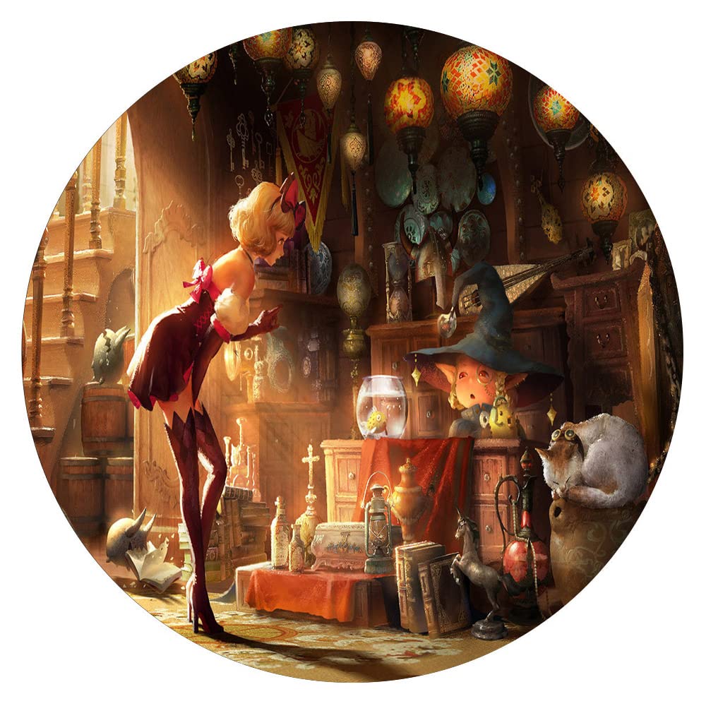 500-Piece Circular Wooden Puzzle Wall Art - Witch & Girl Collection, Valentine's Day Gift, Couples Memorial Present, Stress Relief & Educational Toy for Adults | Perfect for Home Decor, Family Game Night & Romantic Gifts