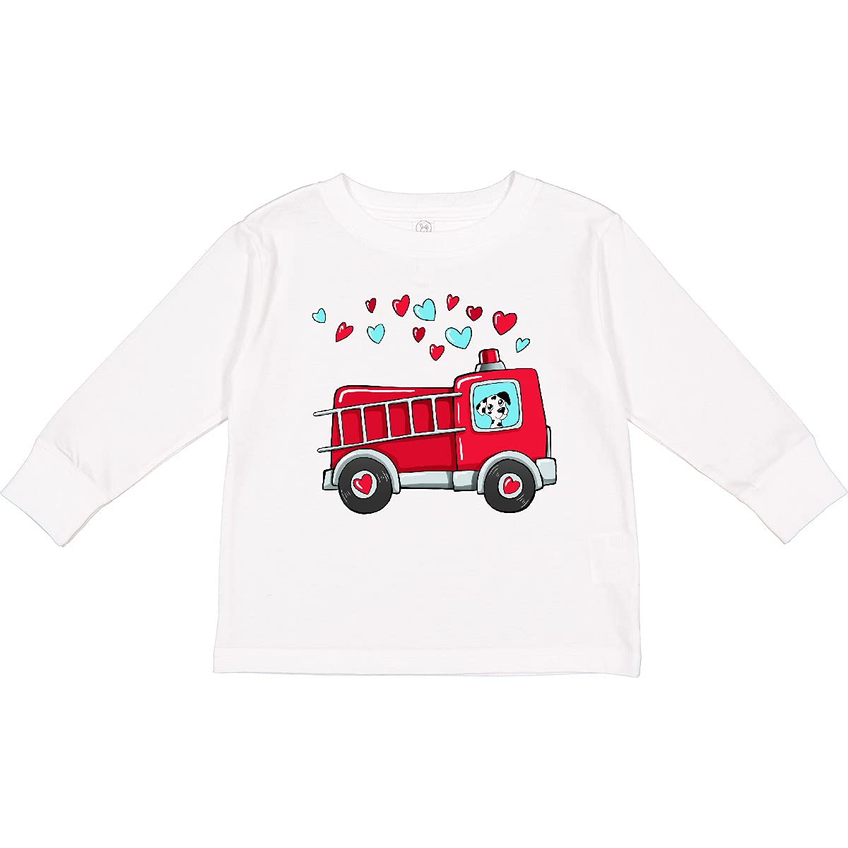Valentine Fire Truck Cute Dalmatian Toddler Long Sleeve T-Shirt - Perfect for Valentine's Day Gifts & Kids Birthday Outfits