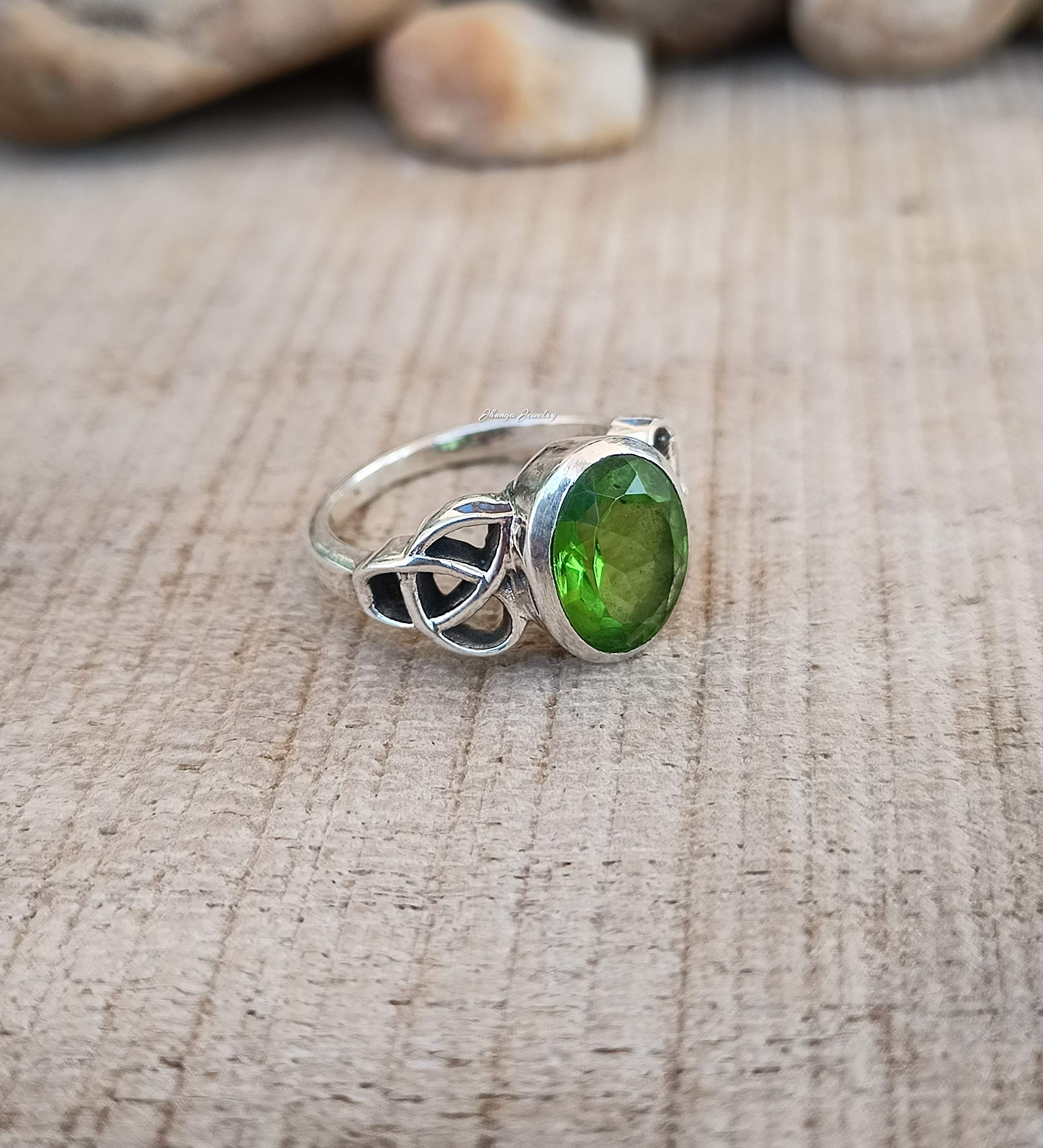 Handcrafted 925 Sterling Silver Peridot Ring | Oval August Birthstone Jewelry | Unique Boho Statement Ring for Women | Perfect Gift for Anniversary, Birthday & Promise