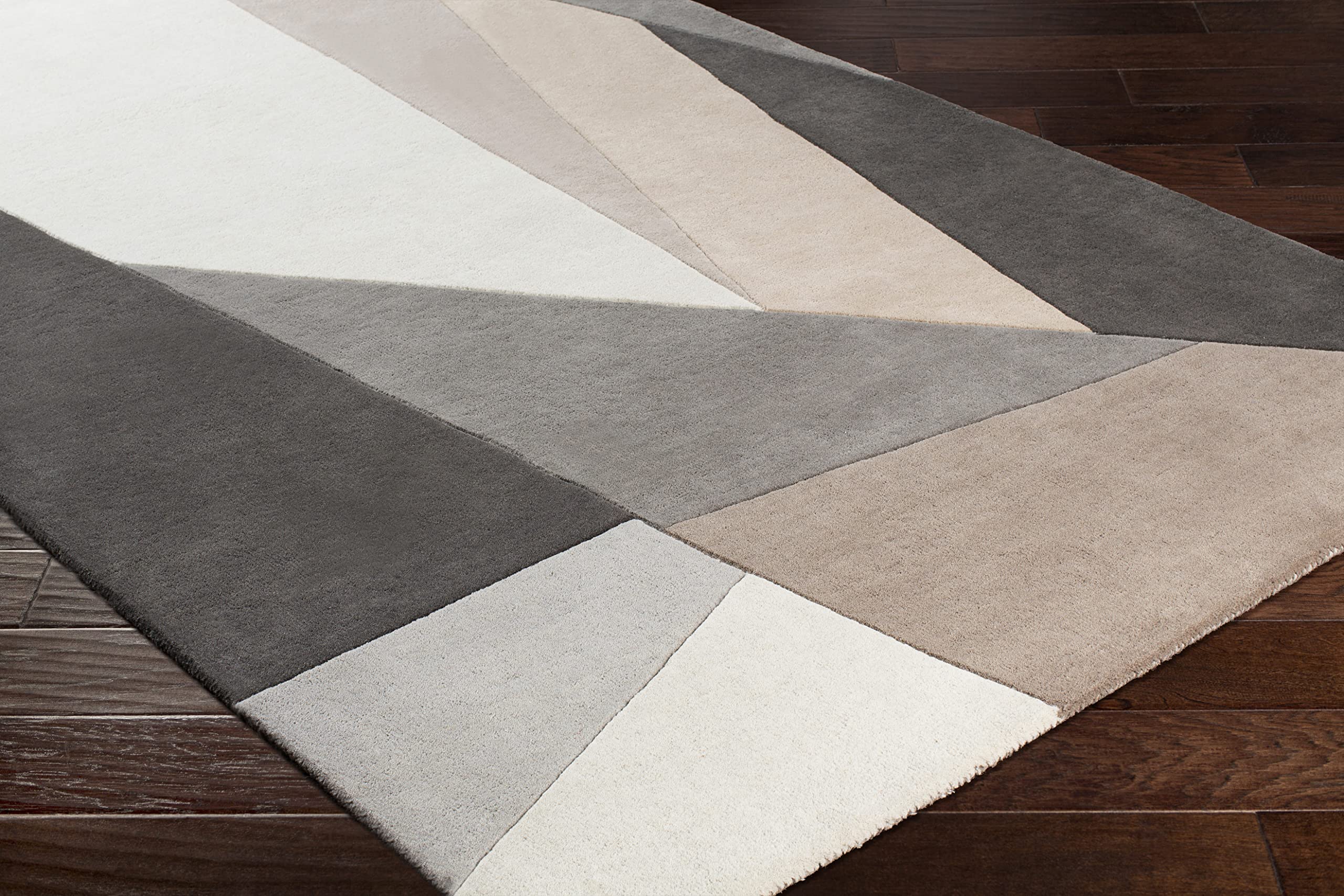 Premium 5x8 Modern Wool Area Rug - Soft Charcoal Grey & Brown Handmade Carpet for Living Room, Bedroom, Kitchen | Non-Slip & Durable Floor Mat for Home Decor, Office, Dining Area (5' x 8')