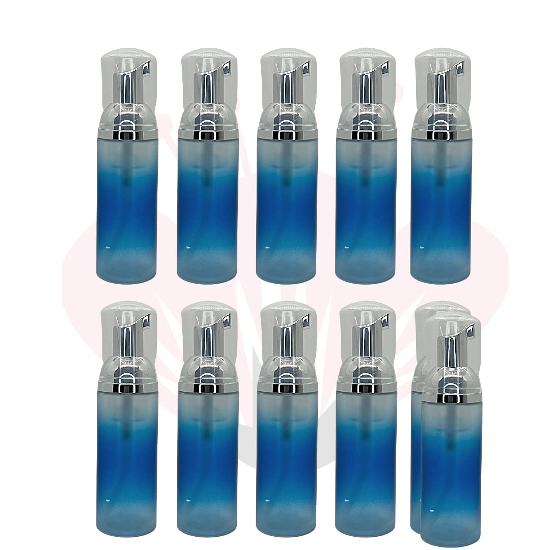 10 Pack 60ml Plastic Foaming Pump Bottles - Refillable Dispenser for Lash Shampoo, Liquid Soap (Ombre Blue) | Perfect for Salon, Travel & Home Use