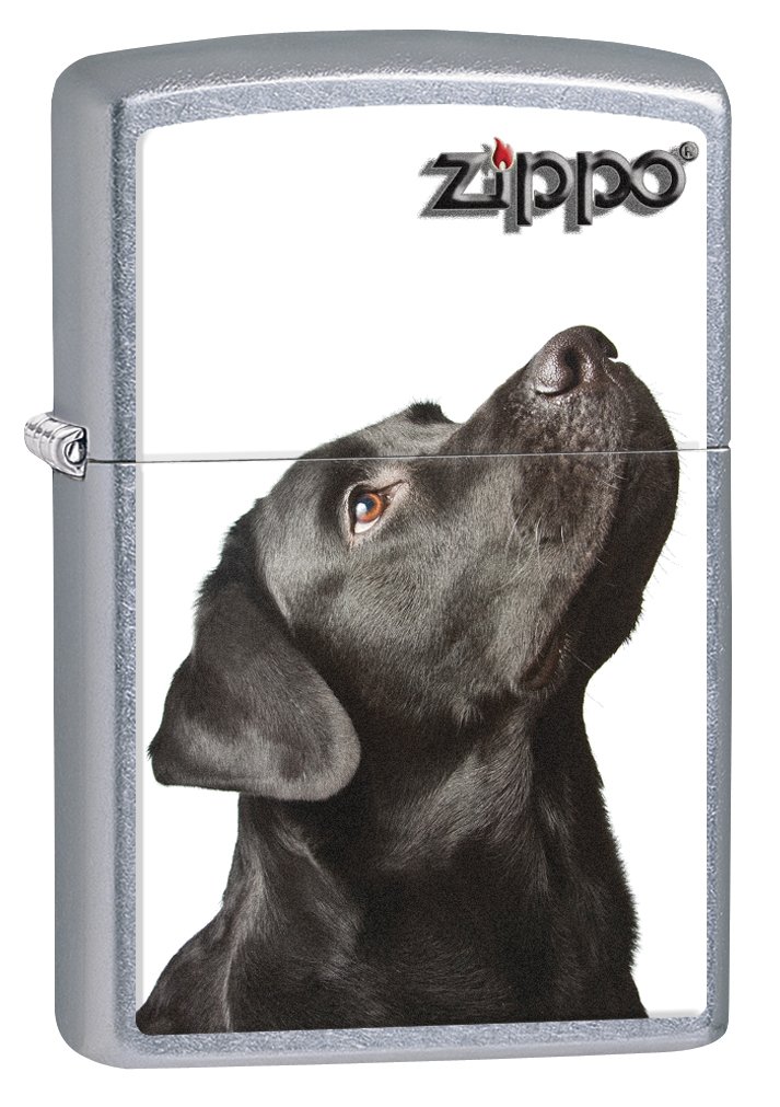 Zippo Lighter Black Labrador Retriever Street Chrome 76971 - Windproof Refillable Metal Lighter for Outdoor Camping, Hiking & Everyday Carry
