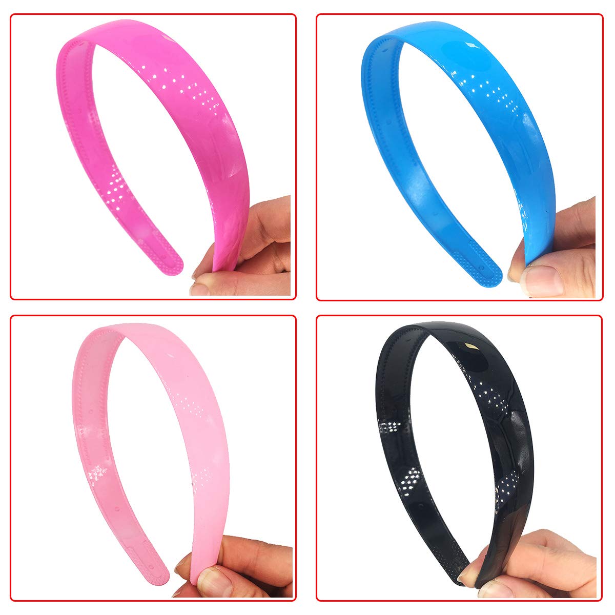12 Pack Women's Plastic Headbands - 25mm Wide Non-Slip Hair Bands with Teeth for Girls, Kids, Teens & Women by Yazon - Perfect for Sports, Workouts, School & Everyday Styling