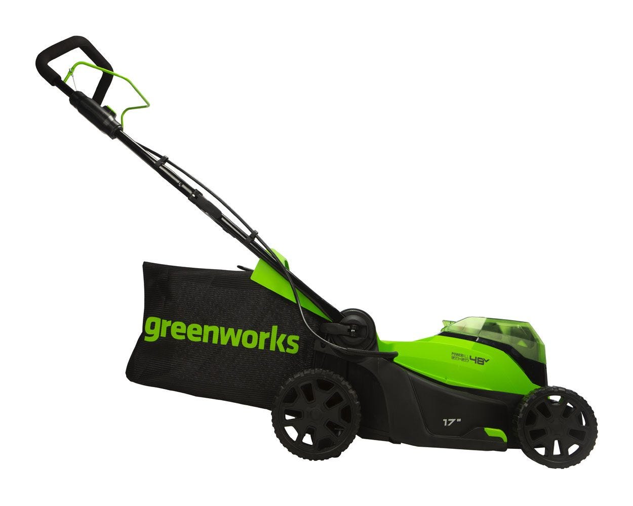 48V (2x24V) 17-Inch Cordless Battery Push Lawn Mower with FREE Drill/Driver Combo Kit - Includes (2) 4.0Ah USB Batteries & Dual Port Charger - Perfect for Medium to Large Yards and DIY Home Projects