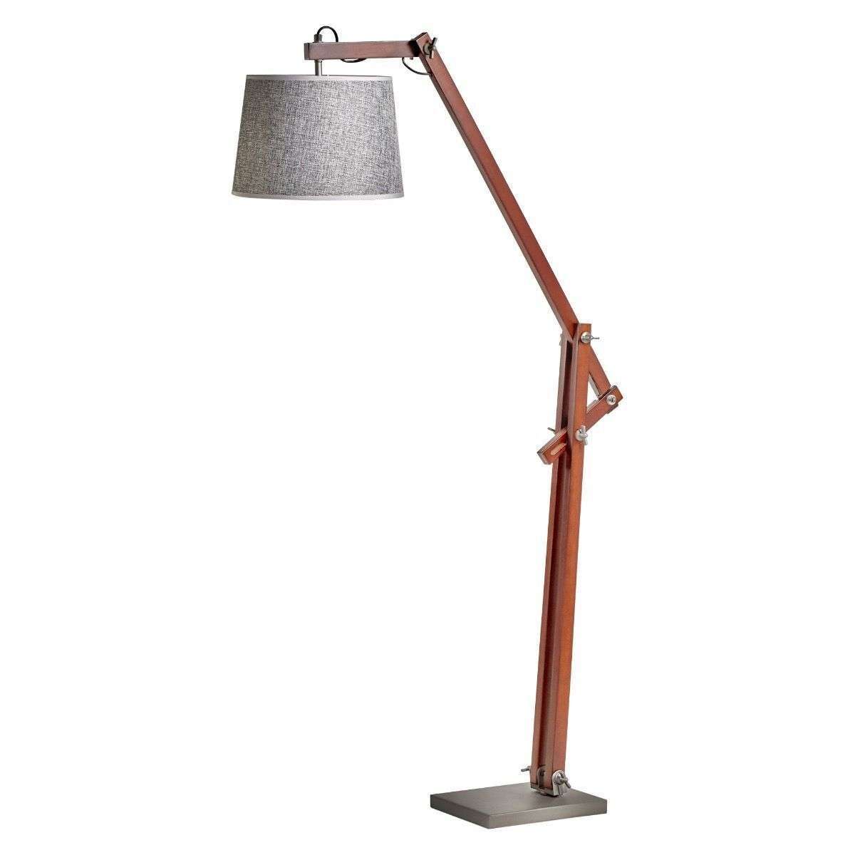 156cm Large Bamboo Floor Lamp - Modern Vintage Wooden Standing Light with Antique Shade in Cherry Finish | Perfect for Living Room, Bedroom & Office Decor