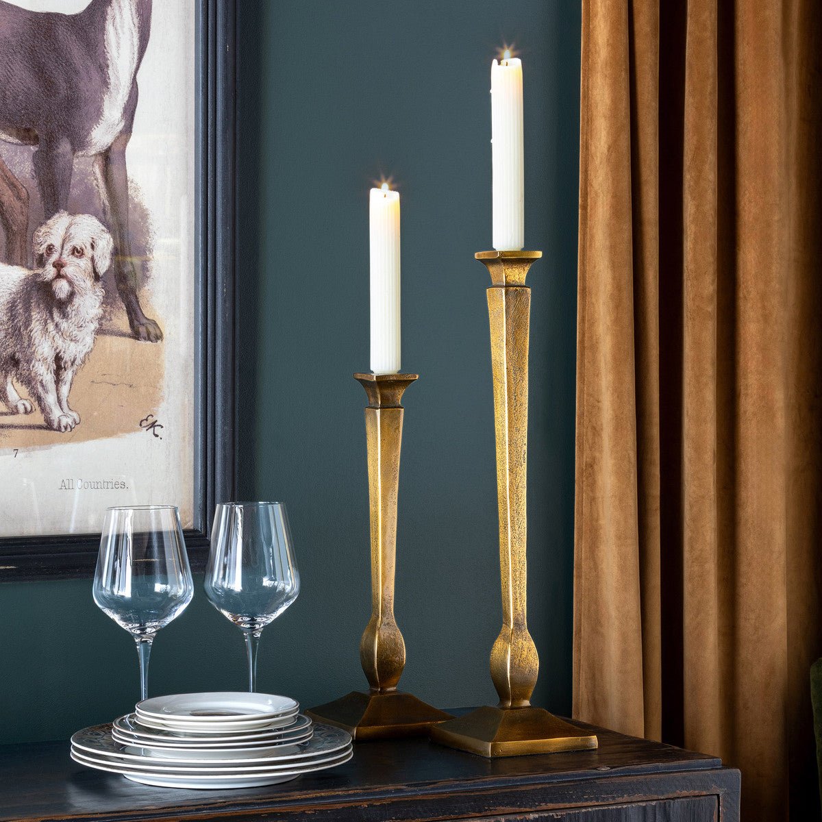 Modern Geometric Cast Aluminum Candlestick Set - Elegant Home Decor for Dining Table, Wedding Centerpiece, and Holiday Decorations