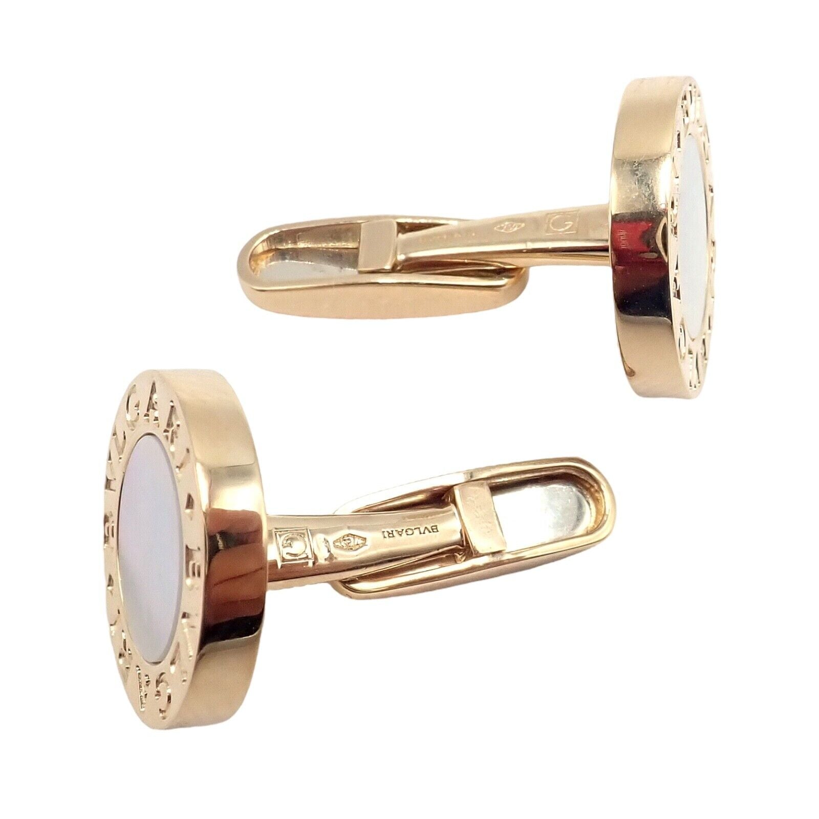 Authentic Bvlgari 18k Yellow Gold Multicenter Cufflink Set - Luxury Men's Jewelry for Formal Events & Business Attire