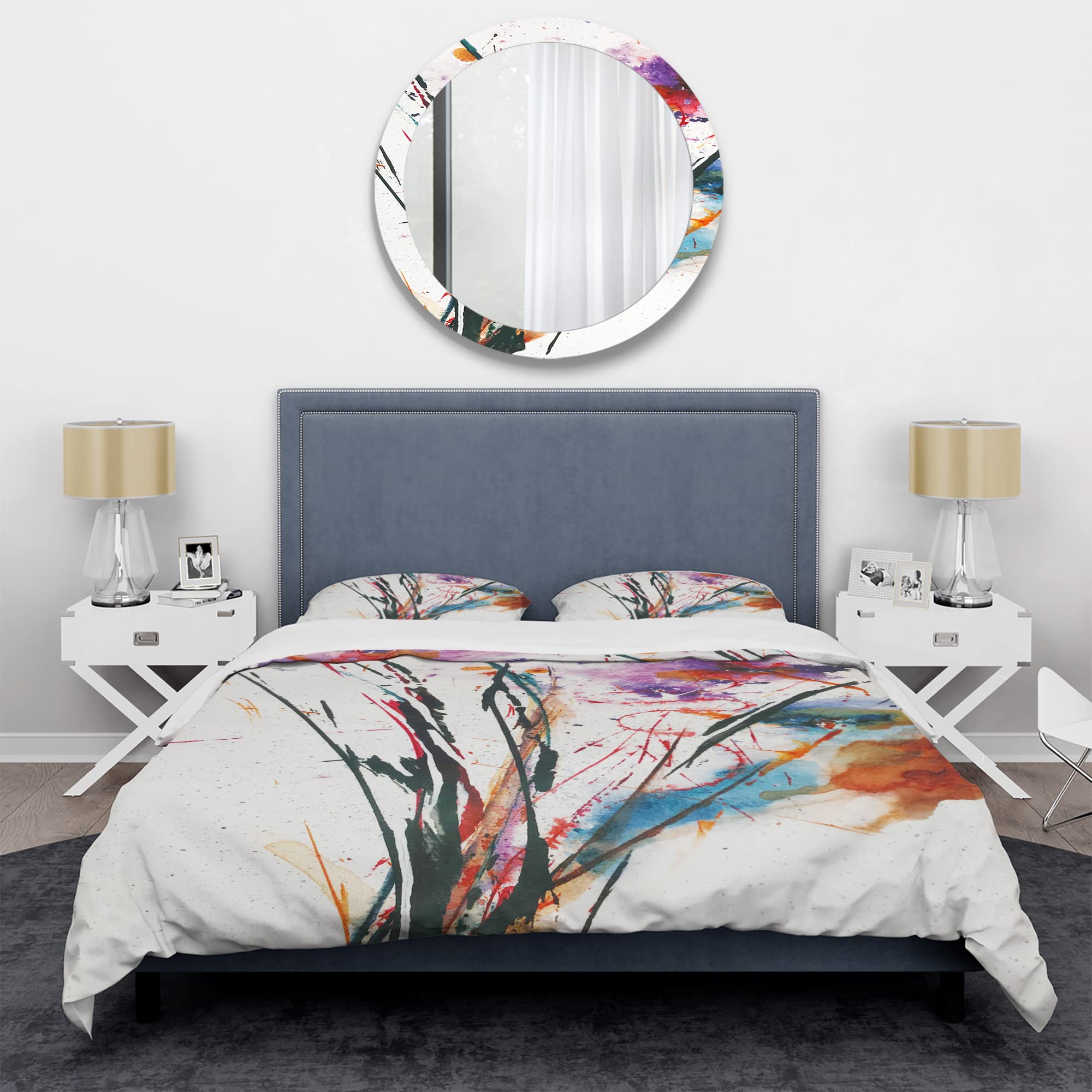 Abstract Floral Duvet Cover Set - Purple & Blue King Size for All Seasons