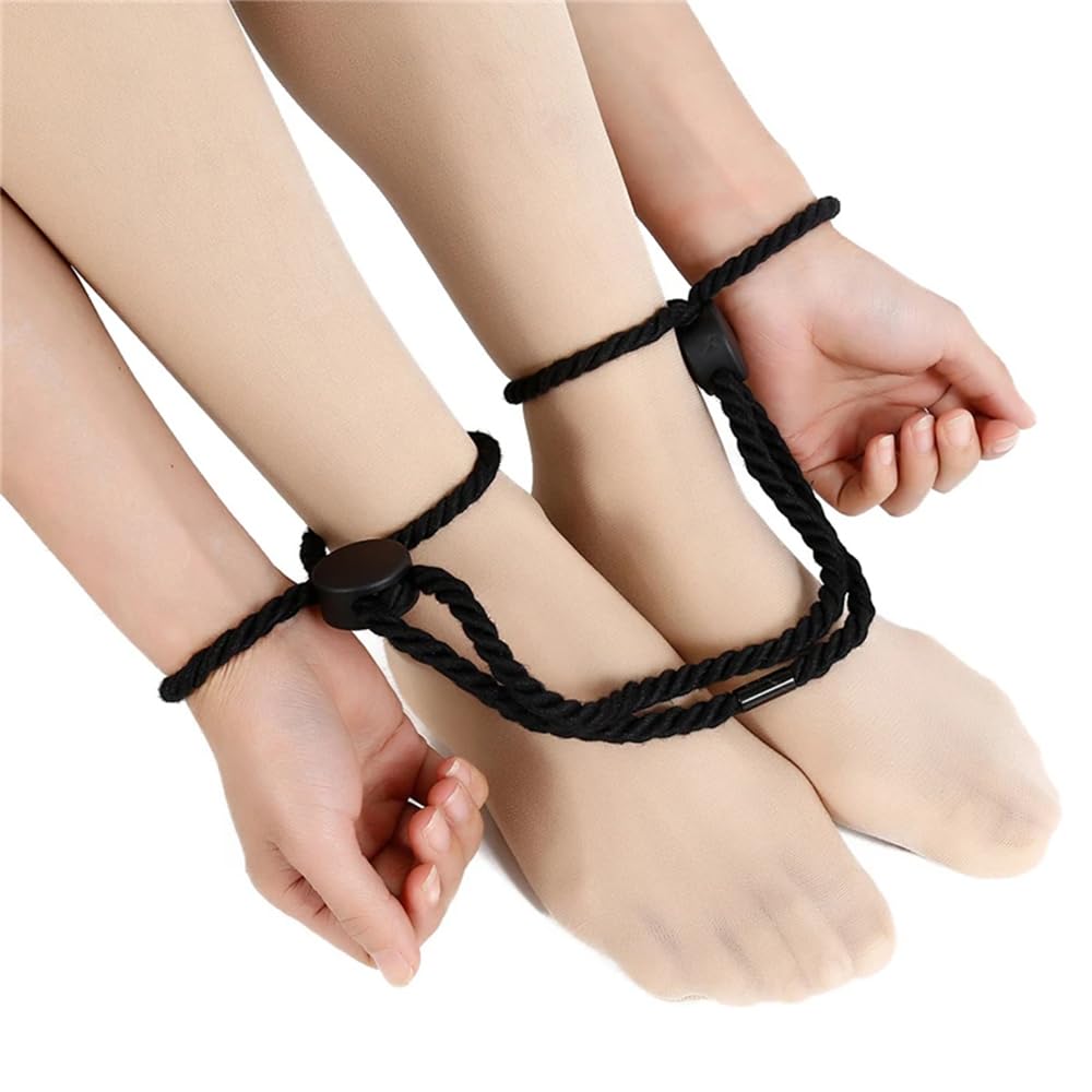 Adjustable BDSM Bondage Rope & Restraints Set - Soft Wrist & Leg Cuffs for Couples Play - Perfect for Bedroom Bondage, SM Games, and Spicing Up Intimate Moments (Men & Women)