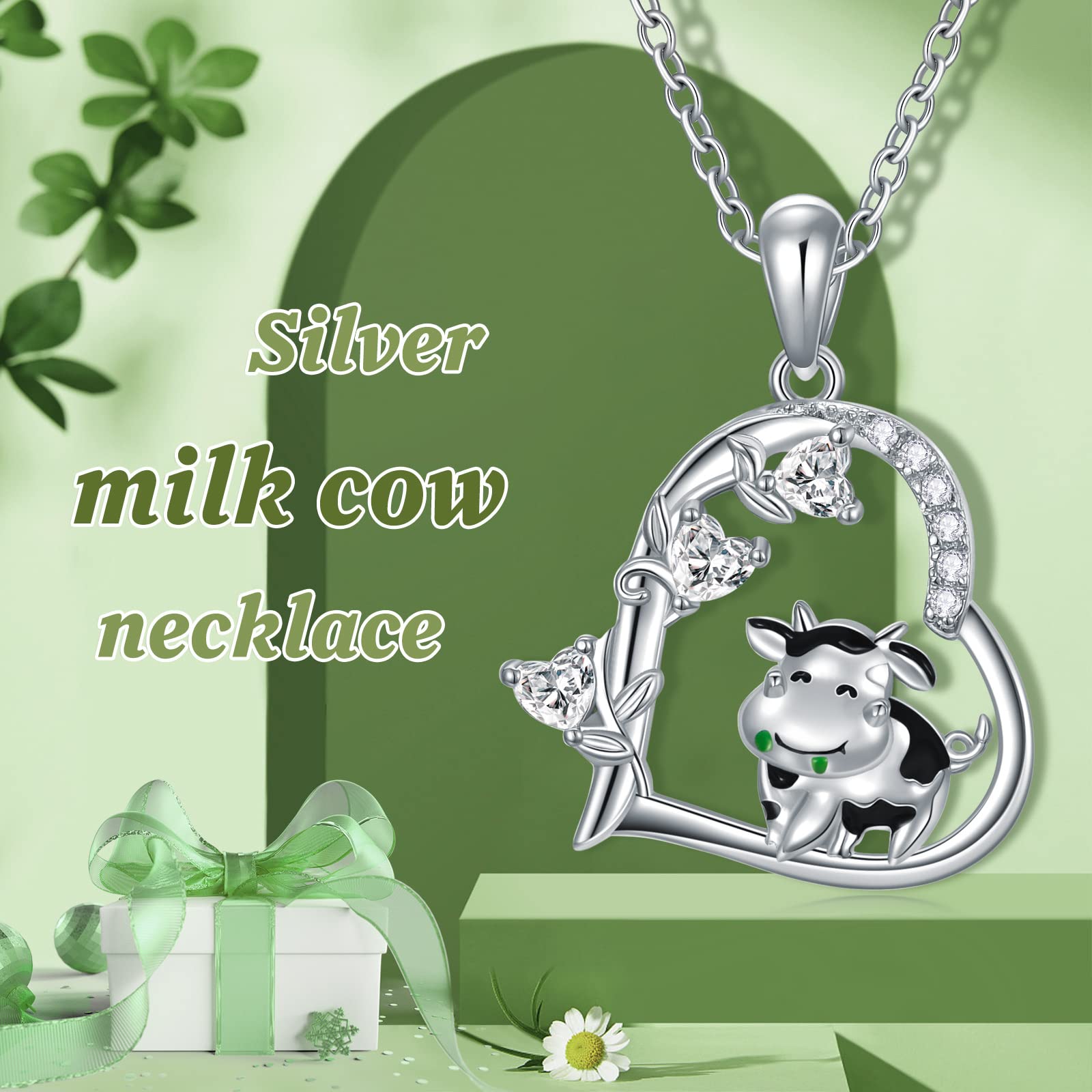 VONALA Sterling Silver Animal Pendant Necklace - Cow, Dog, Fox, Lion, Goat, Llama, Monkey, Flamingo & Dinosaur Charms | Heart-Shaped Animal Jewelry for Women, Girls & Teens | Perfect Birthday Gift for Animal Lovers | Great for Casual Wear, Date Nights & Special Occasions