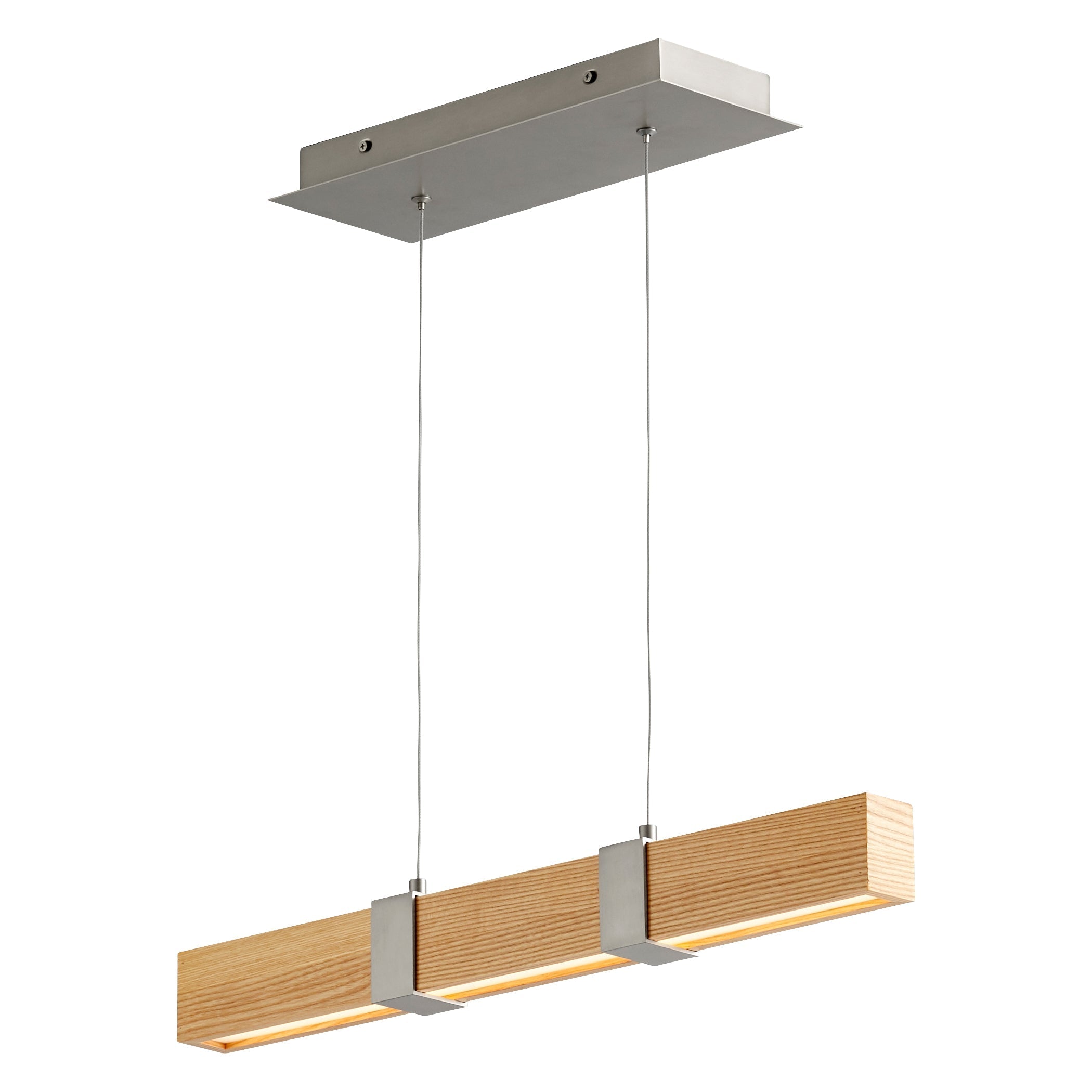 Oxygen Decca 3 24 5224 Modern Pendant Light Fixture in Satin Nickel with White Oak Shade - Perfect for Dining Room, Kitchen Island, or Entryway Lighting