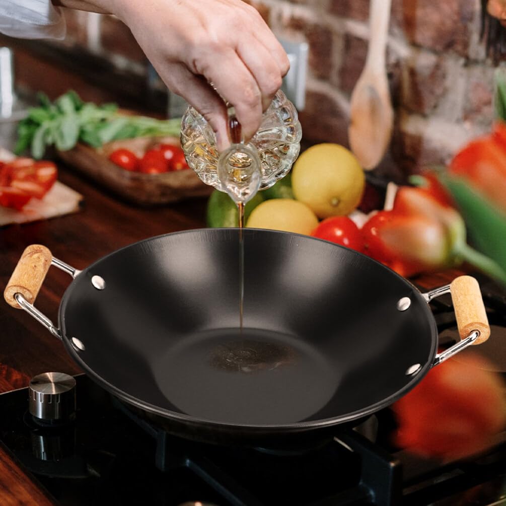 Premium Stainless Steel Griddle Pan Set - 2-Piece Large Wok Pan with Lid, Cast Iron Wok & Non-Stick Skillet for Stir Fry, Sautéing & Asian Cooking | Perfect for Home Chefs & Commercial Kitchens