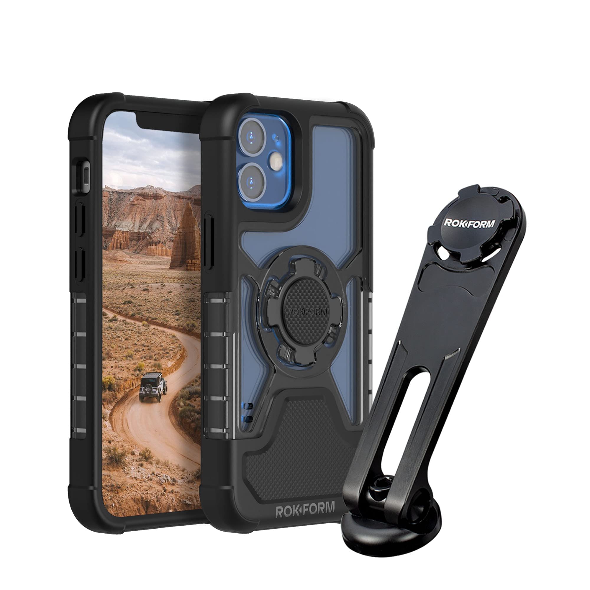 Rokform Crystal Clear Case for iPhone 12 Mini with Pro Series Bike Mount - Secure Phone Holder for Cycling, Motorcycling & Outdoor Adventures