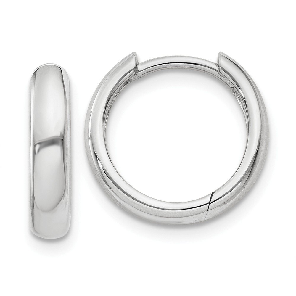 14K White Gold Hinged Hoop Huggie Earrings - 10mm x 3mm for Women | Minimalist Everyday Jewelry | Perfect for Work, Date Night & Special Occasions