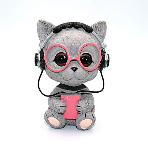 Fuxwlgs Cute Music Nodding Cat Car Ornament - Wobble Head Bobblehead Doll for Dashboard Decor (Ideal for Car Lovers & Gift Giving)