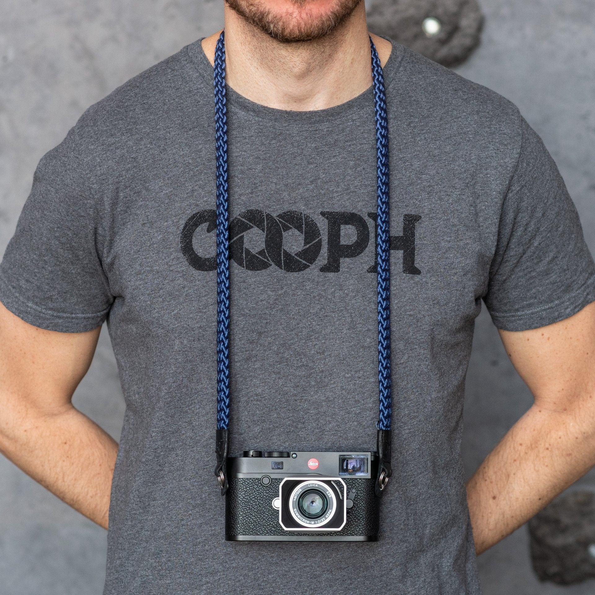Premium Cooph Braided Camera Strap with Split Ring - 49.2 Inch (125cm) Navy Blue - Durable & Comfortable DSLR Neck Strap for Nikon, Canon, Sony Cameras - Perfect for Travel, Photography & Outdoor Adventures