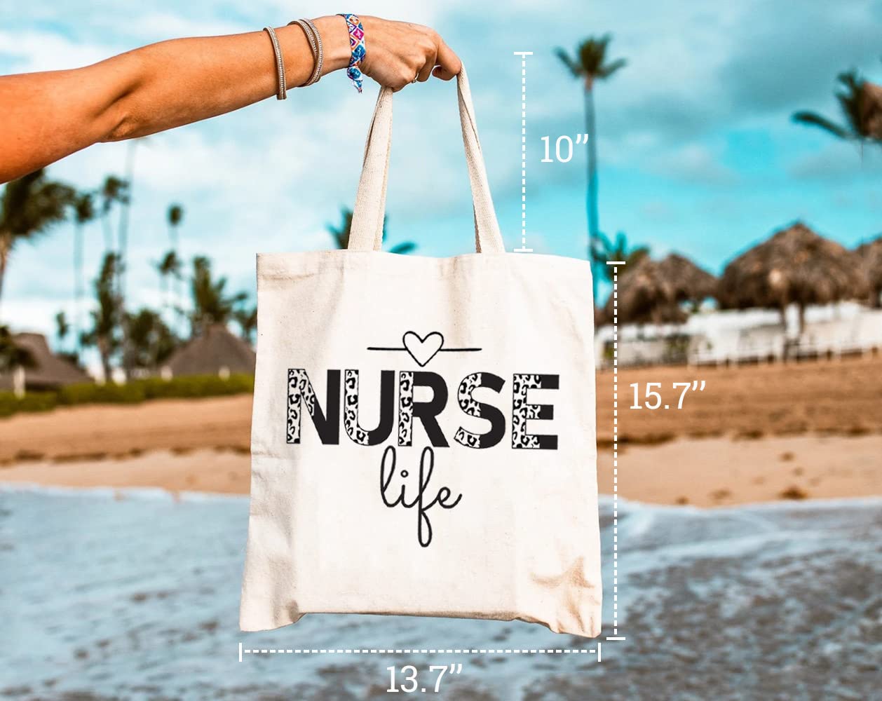 Nurse Life Canvas Tote Bag for Women - Aesthetic Leopard Print Reusable Grocery Shoulder Bag - Perfect Nurse Gift for Work, Shopping & Daily Use