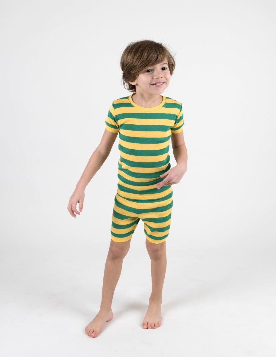 Comfortable Short Sleeve Striped Cotton Pajamas for Women & Men - Soft Sleepwear for Summer Nights & Lounge Wear at Home