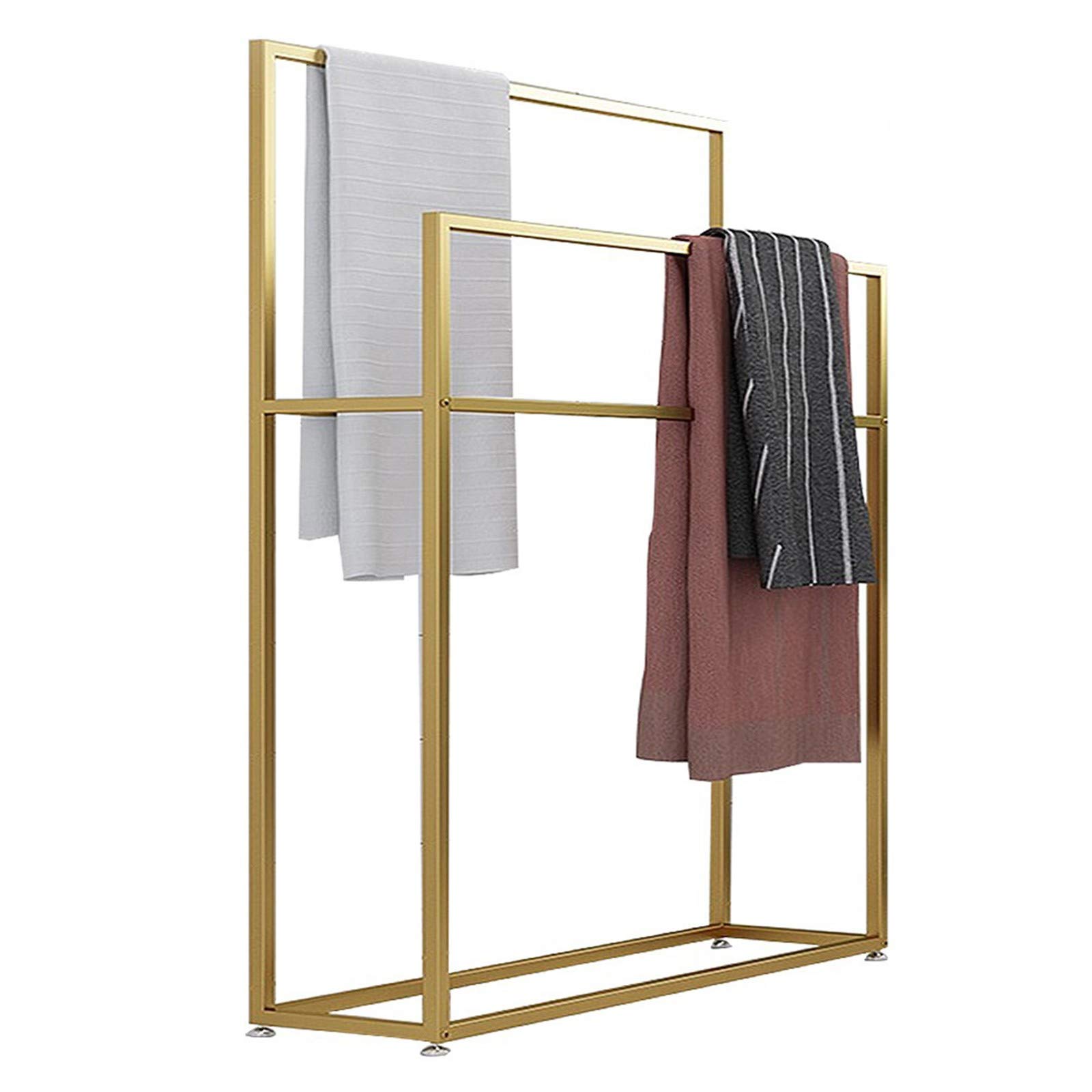 2-Tier Freestanding Metal Towel Drying Rack - Space Saving Bathroom & Kitchen Organizer for Towels, Robes & Swimwear | Perfect for Indoor Bathroom, Outdoor Pool & Laundry Room Storage
