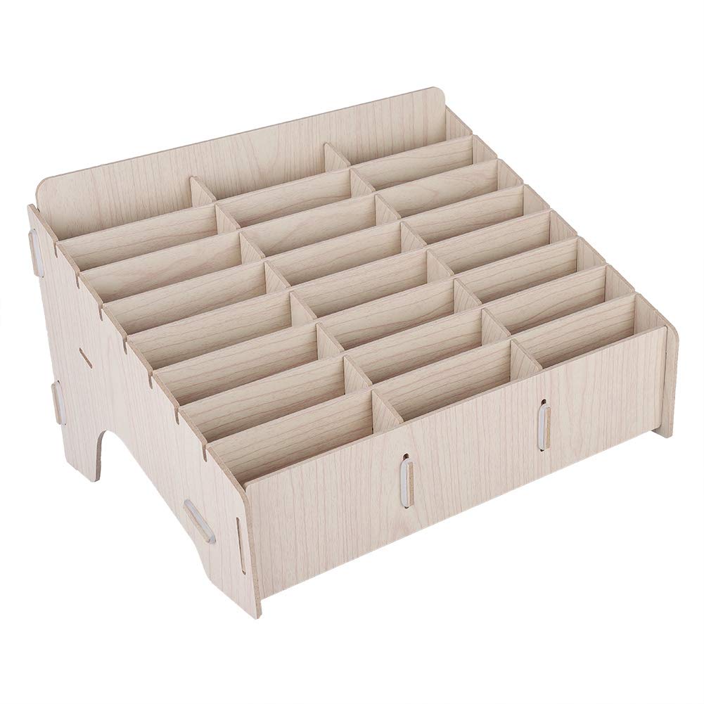 24 Grids Wooden Storage Box - Phone & Accessories Organizer for Watches, Wallets, Coins, Keys - Desk Organizer for Smartphones, Jewelry & Small Items - Perfect for Home, Office & Travel Organization