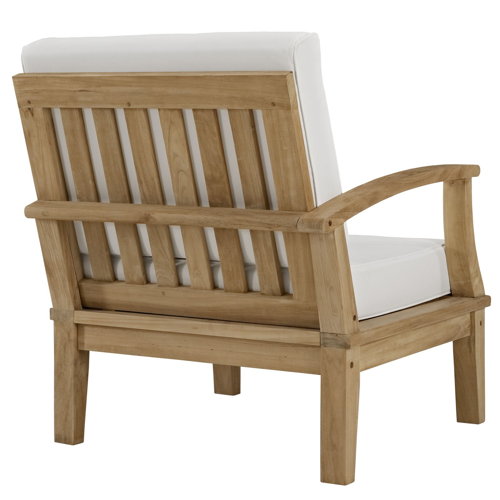 Premium Teak Wood 10-Piece Outdoor Patio Furniture Set - Modway EEI-1489-NAT-WHI-SET - Grade A Teak Seating for 8 with Ottomans in Natural White - Perfect for Backyard, Poolside & Garden Relaxation