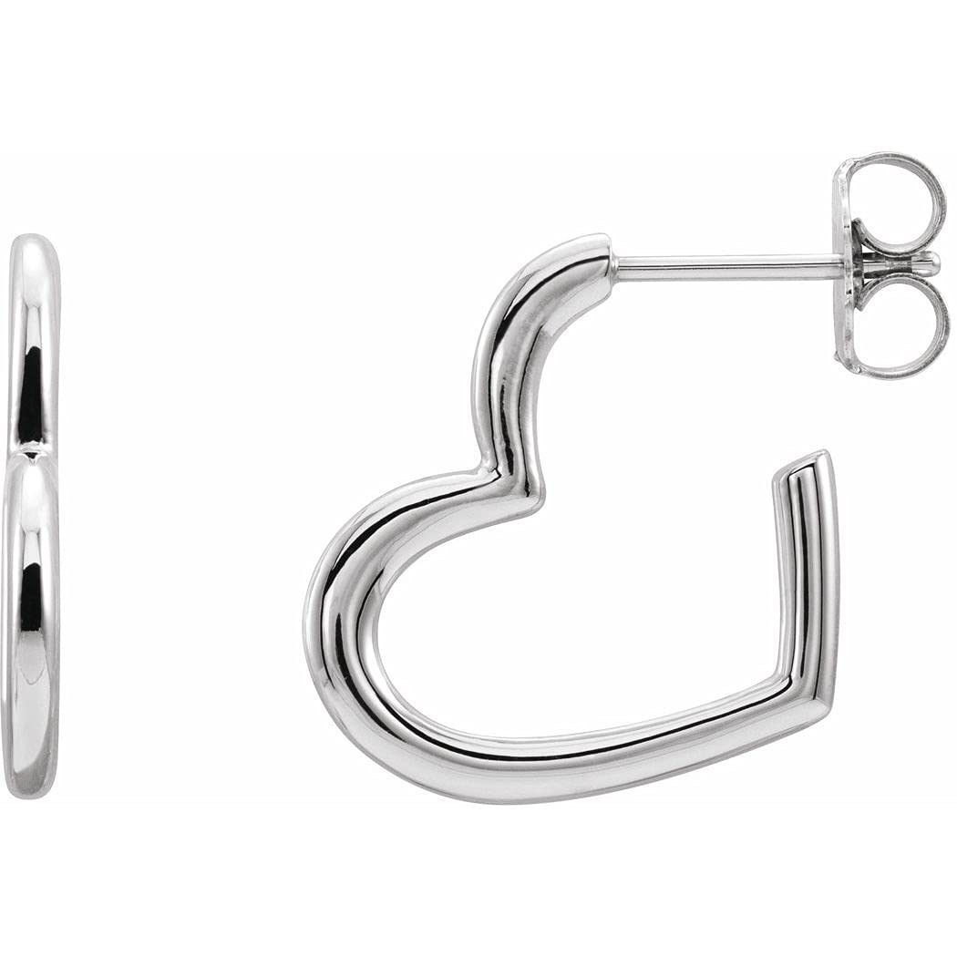 14K White Gold Polished Heart Hoop Earrings for Women - Elegant Valentine's Day, Anniversary & Birthday Jewelry Gift - Perfect for Romantic Dates, Weddings and Special Occasions