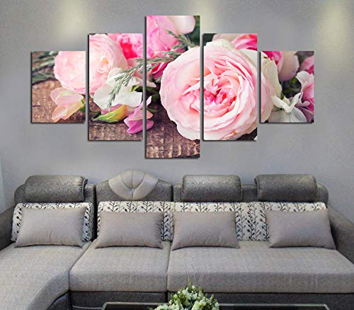 5-Piece Kids Room Wall Art Set - Rose Flower HD Printed Canvas Pictures for Living Room & Bedroom Decor | Perfect for Nursery, Playroom, and Home Decoration